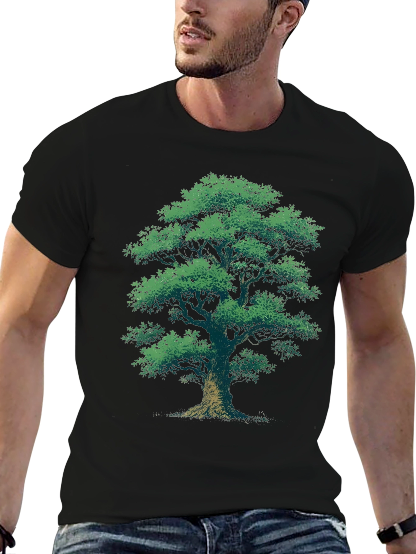 Mens Black Tree Graphic Tee