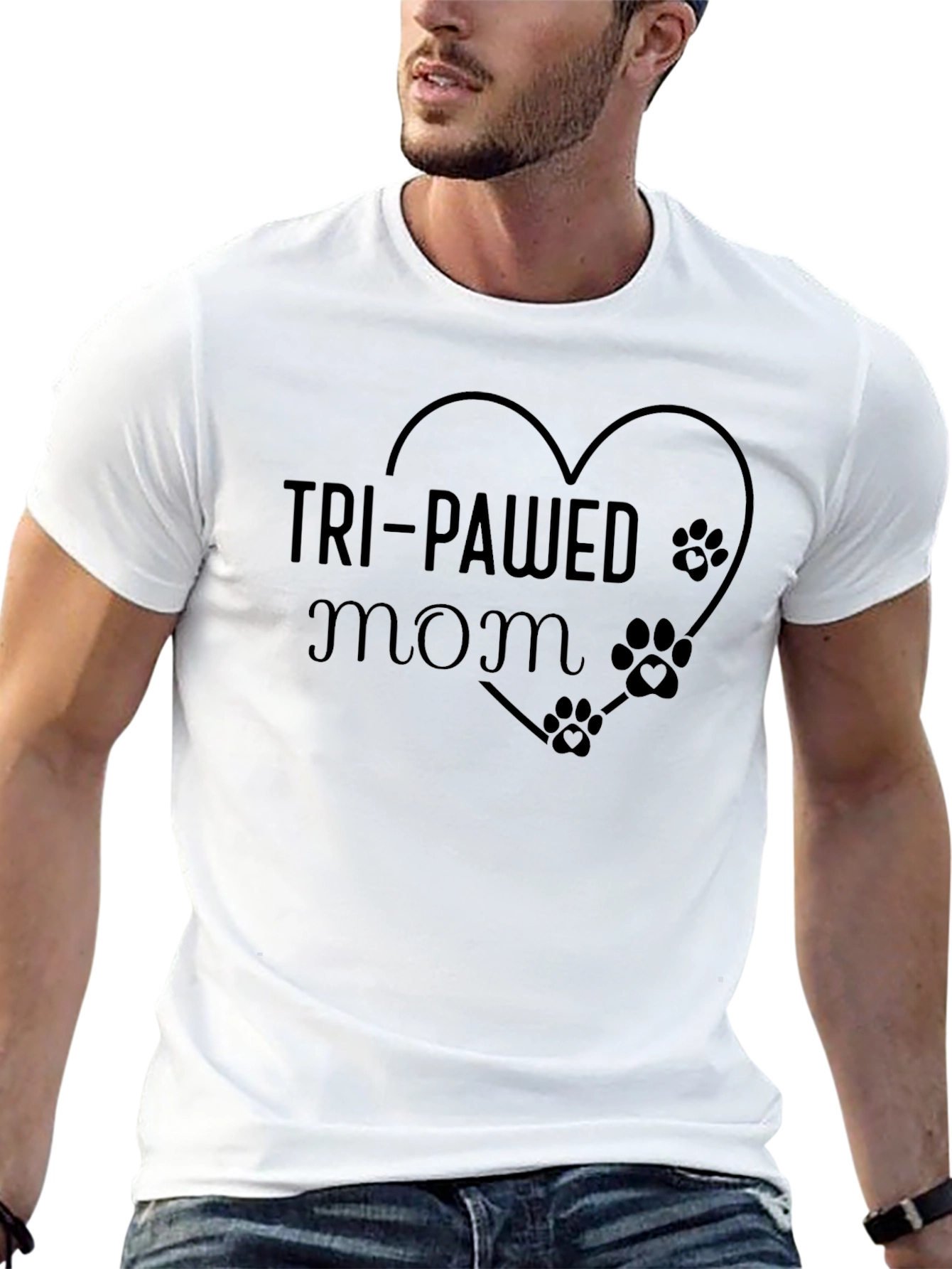 Tri-Pawed Mom T-Shirt - Animal Lovers Tee