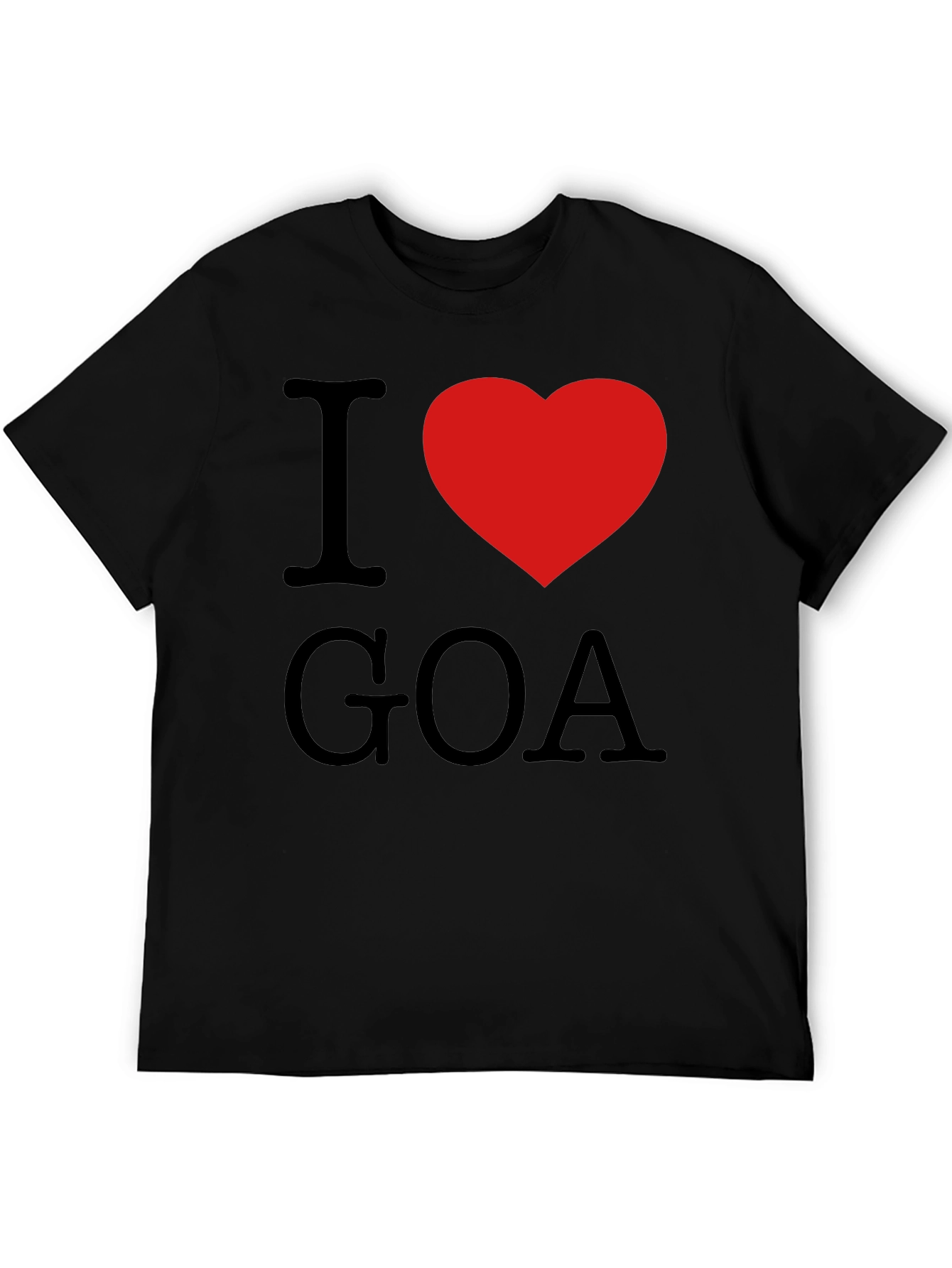 I Love Goa T-Shirt - Black with Red Heart