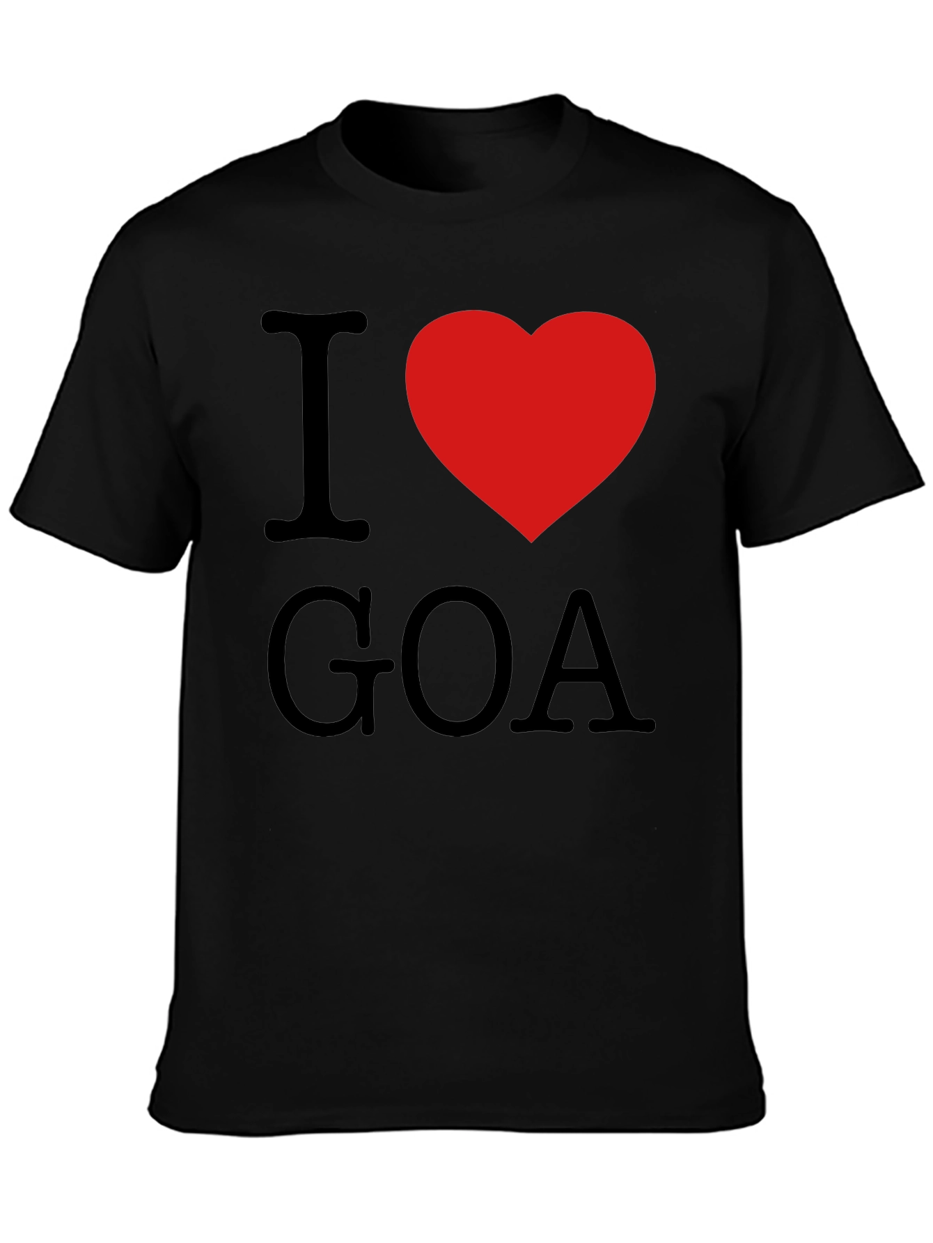 I Love Goa T-Shirt - Black with Red Heart