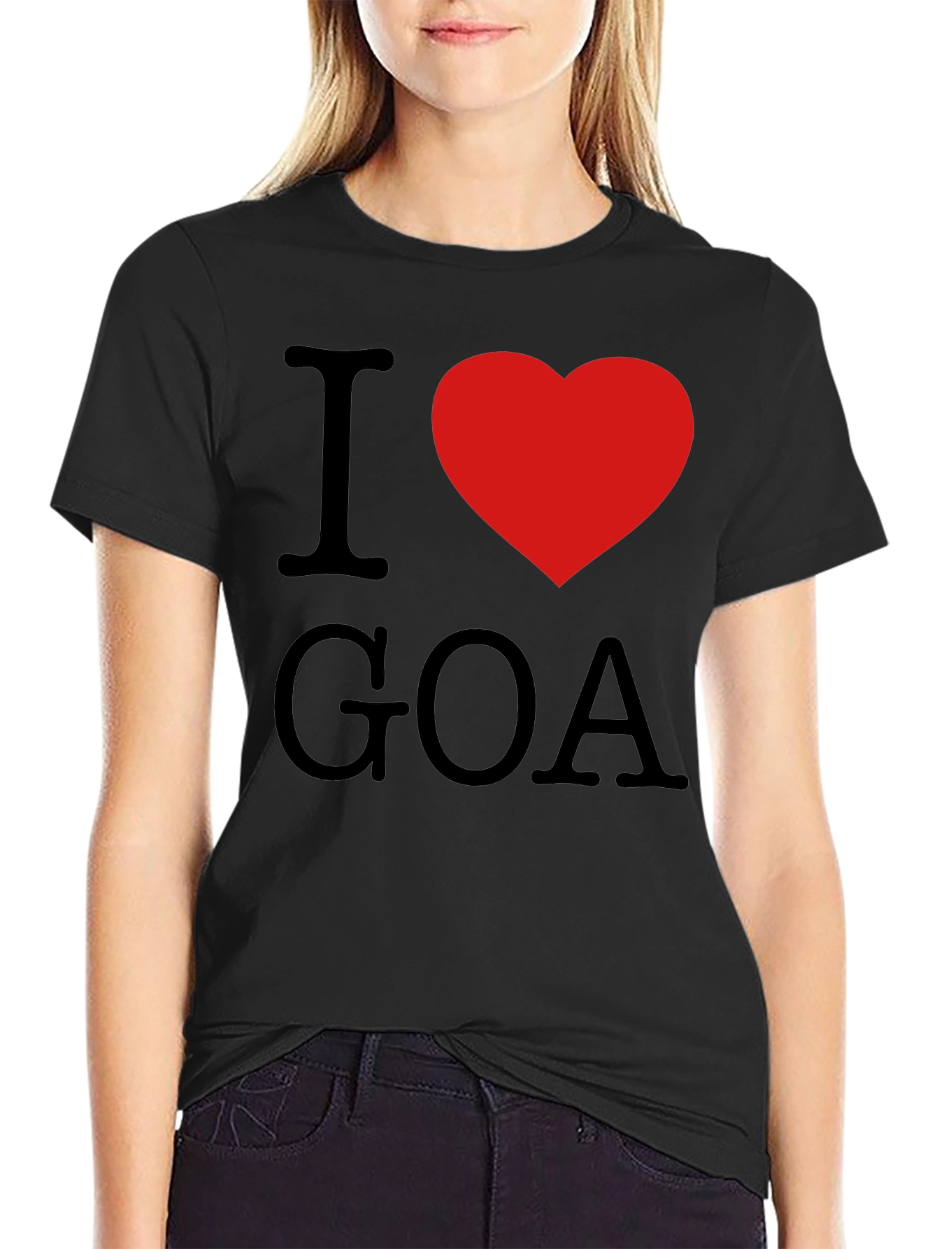 I Love Goa T-Shirt - Black with Red Heart