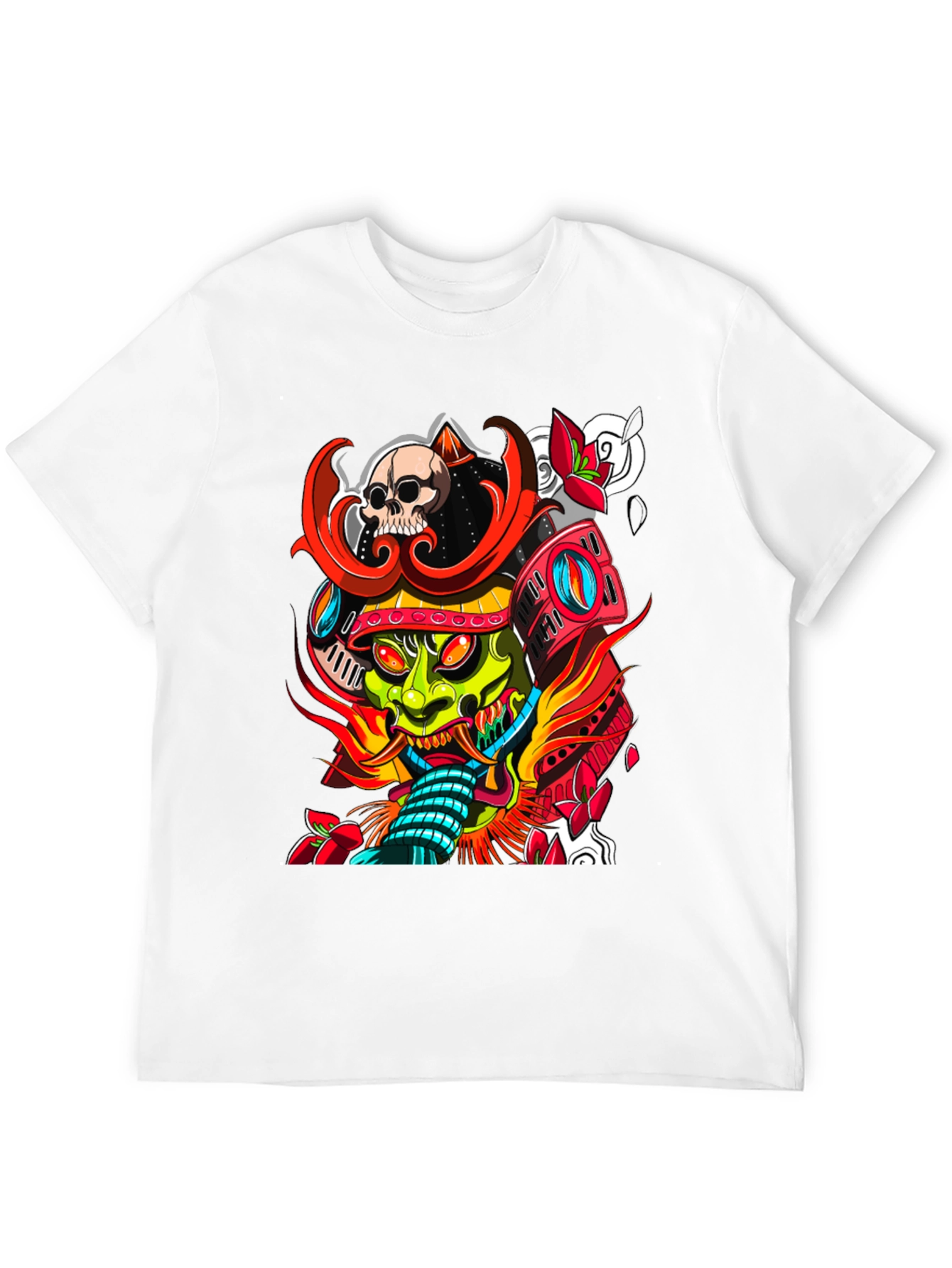 Samurai Skull Graphic Tee - Edgy Streetwear T-Shirt