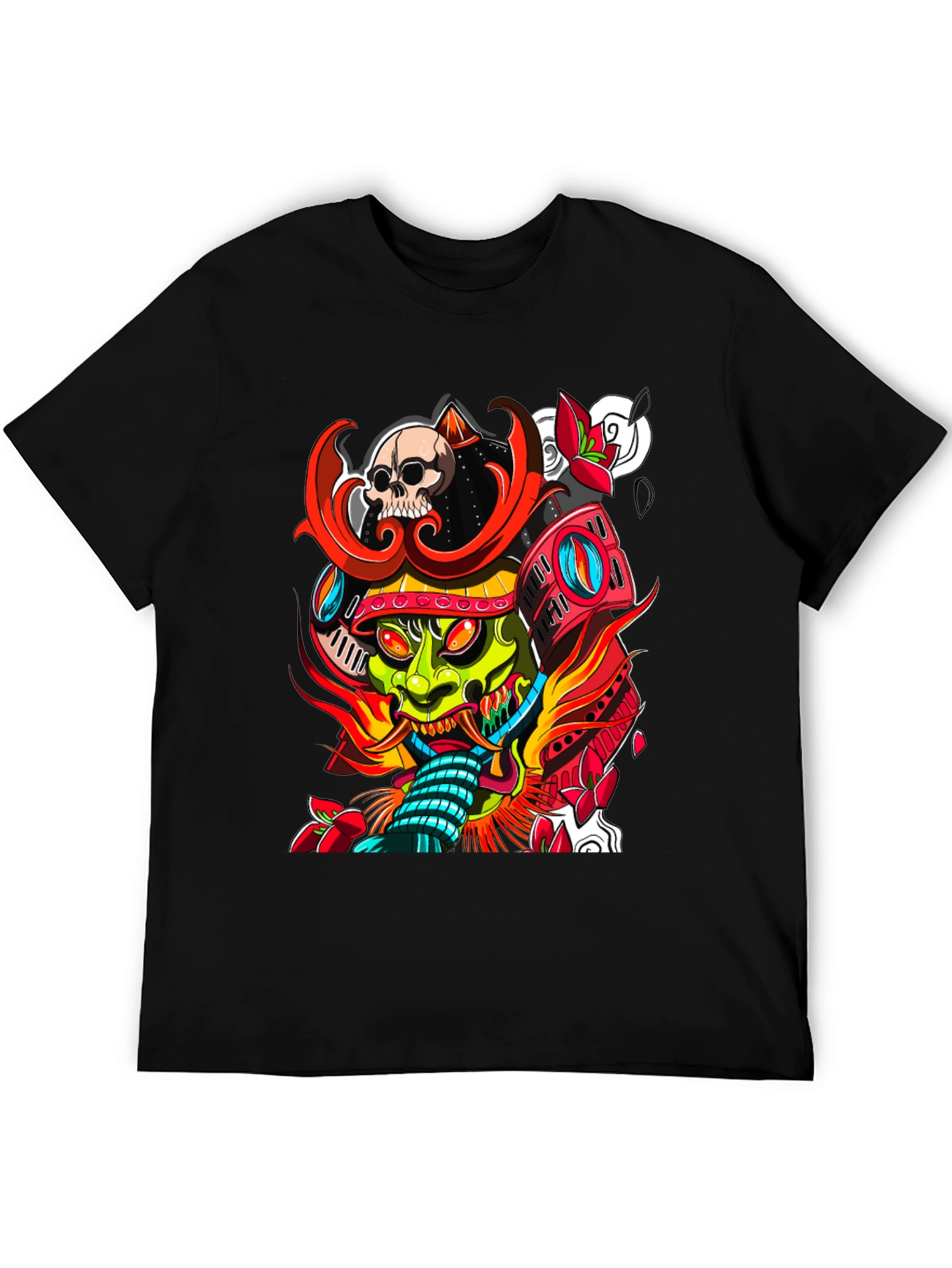 Samurai Skull Graphic Tee - Edgy Streetwear T-Shirt