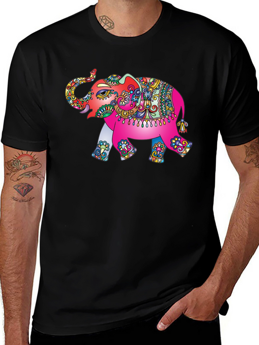 Elephant Graphic Tee - Black Cotton T-Shirt
