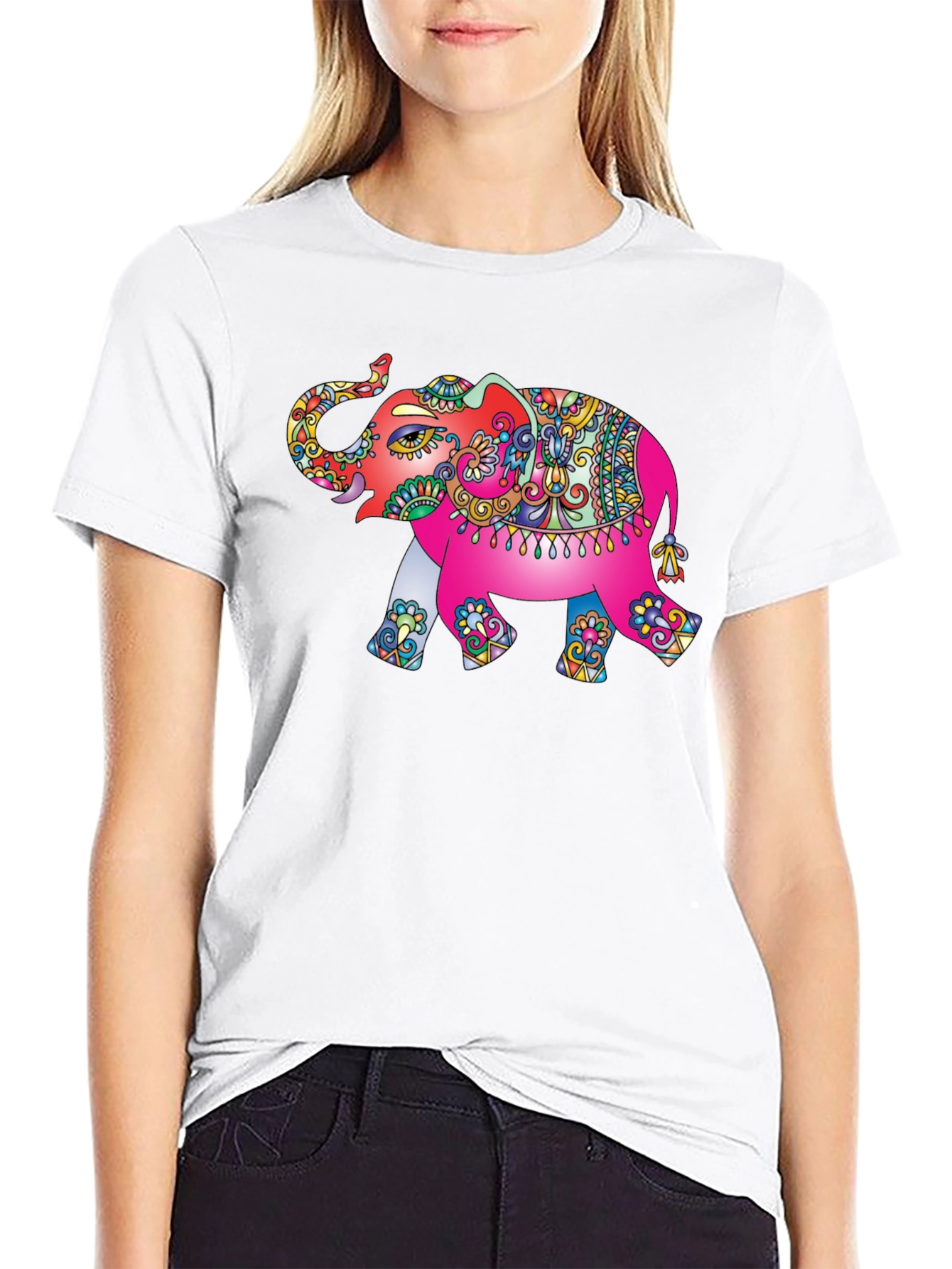 Elephant Graphic Tee - Black Cotton T-Shirt