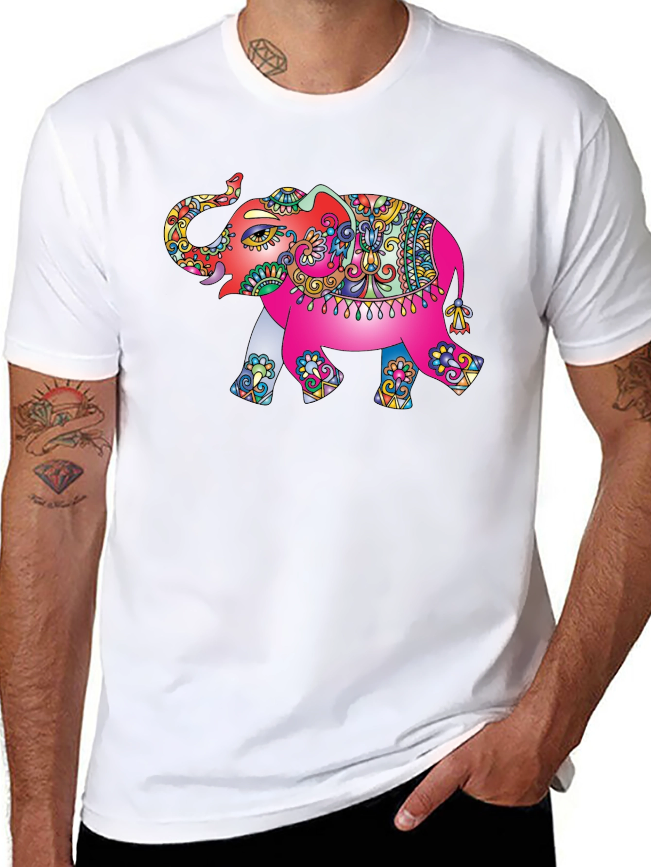 Elephant Graphic Tee - Black Cotton T-Shirt