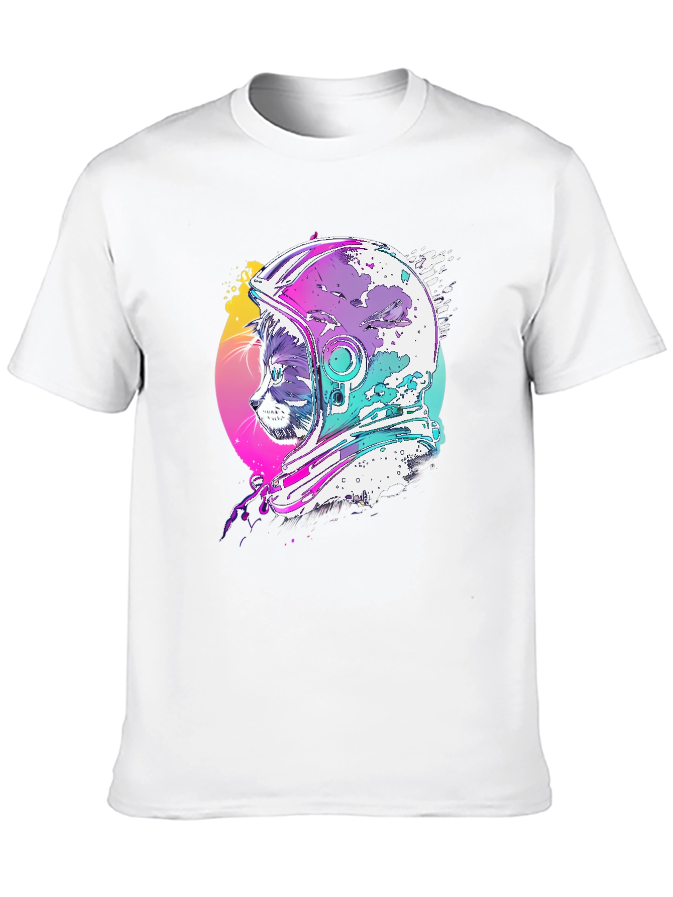 Cat Astronaut Graphic Tee - Black Cotton Blend