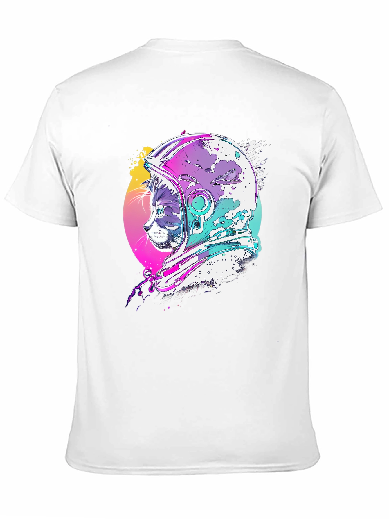 Cat Astronaut Graphic Tee - Black Cotton Blend