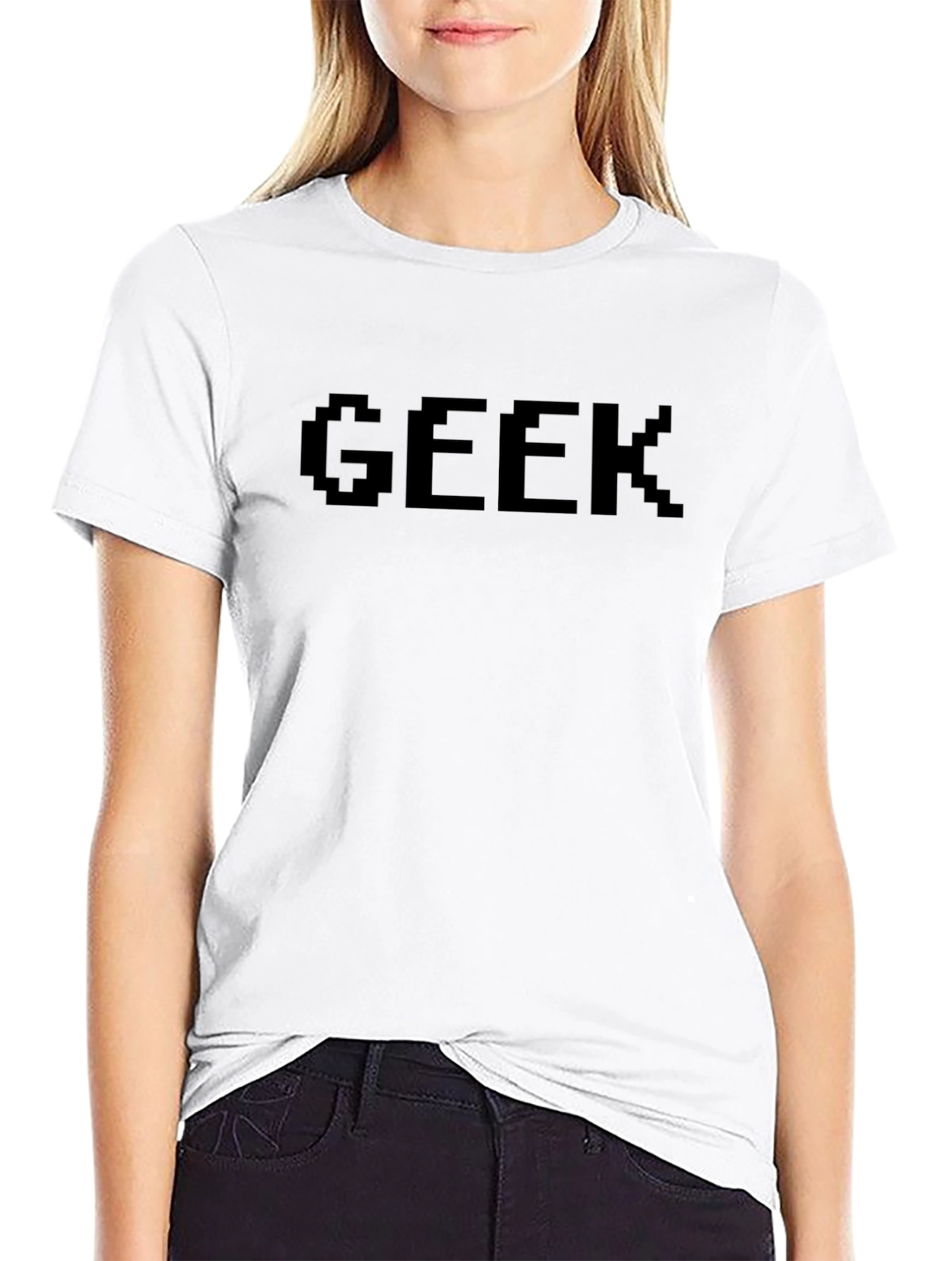 Geek Pixel Art Black T-Shirt