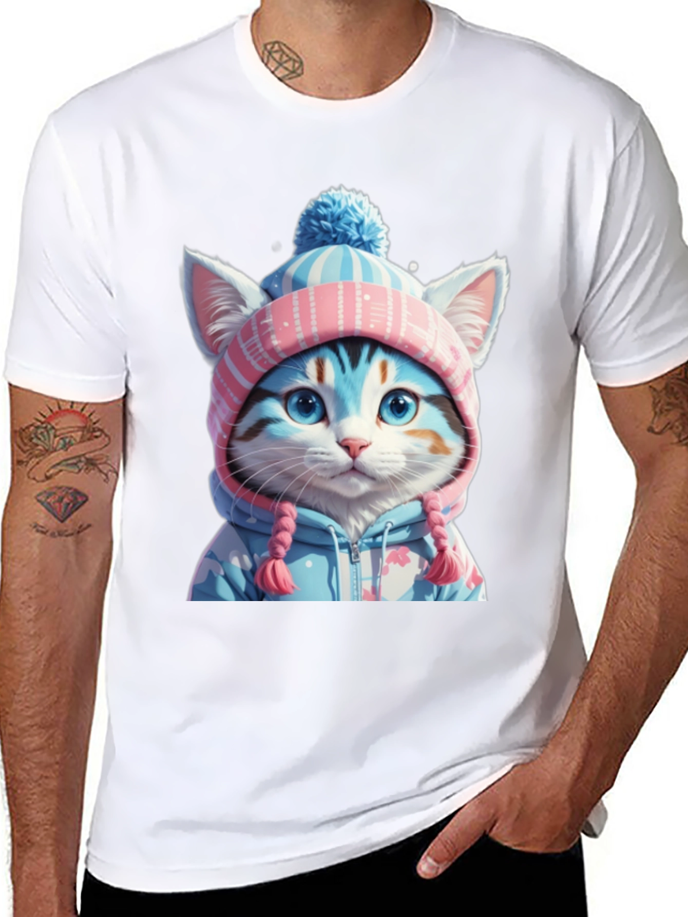 Cute Cat in Winter Outfit T-Shirt