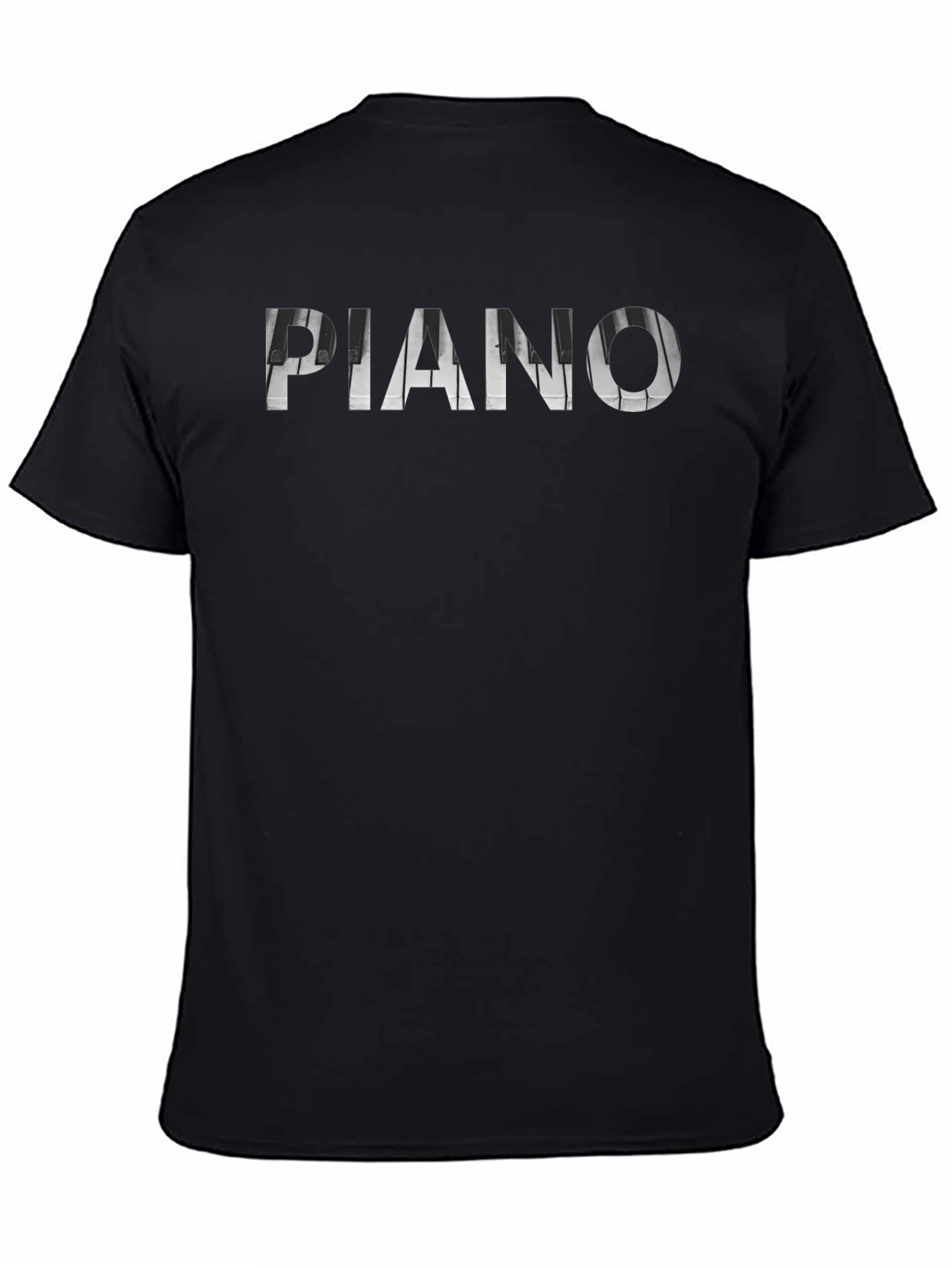 Piano Keys Typography Black T-Shirt