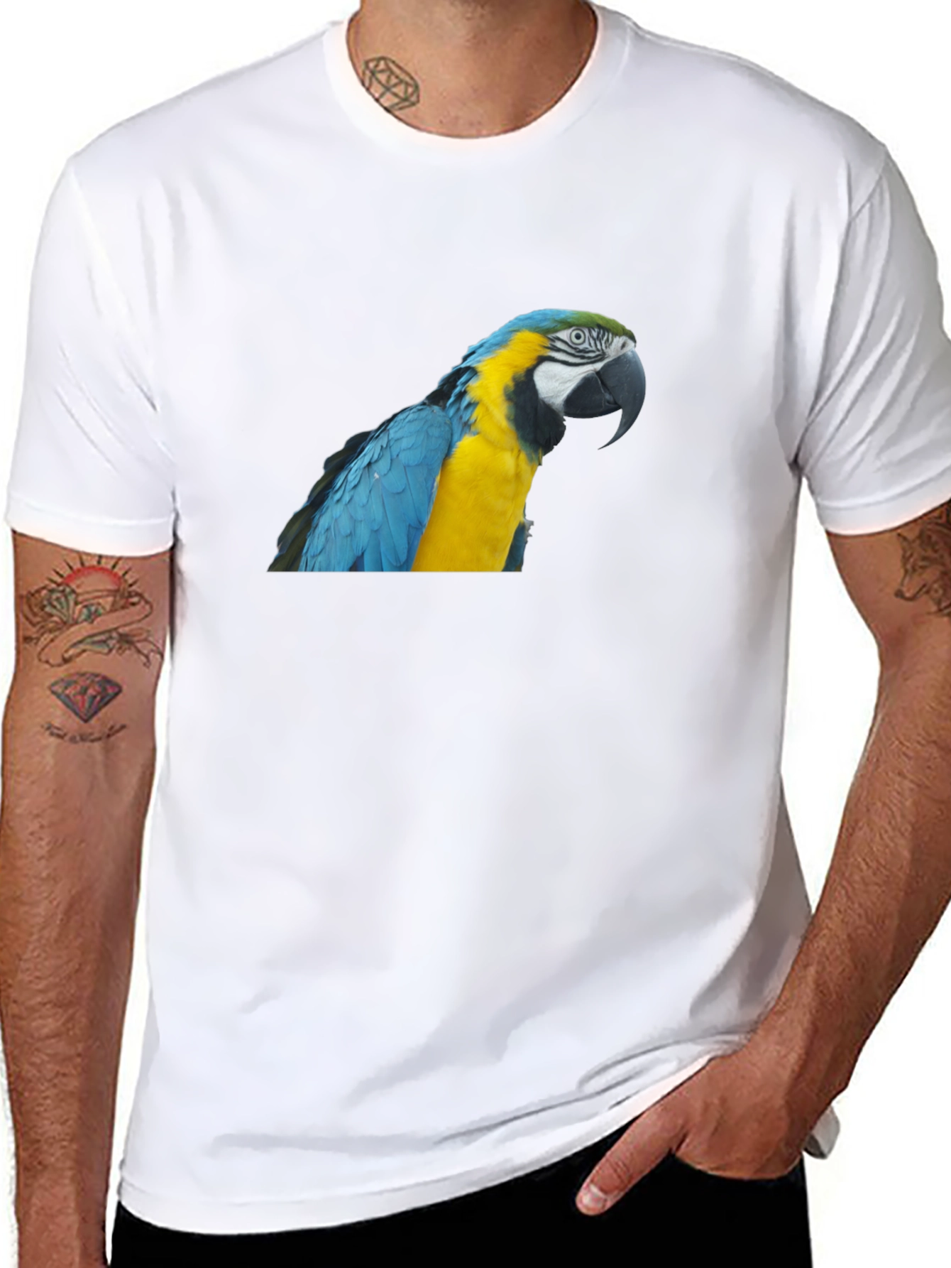 Parrot Graphic T-Shirt - Mens Crew Neck Tee