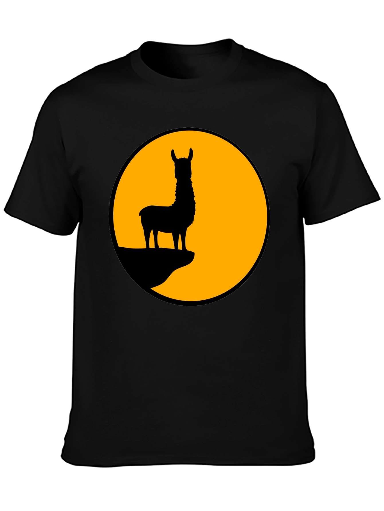Llama Silhouette Graphic Tee - Black Cotton T-Shirt