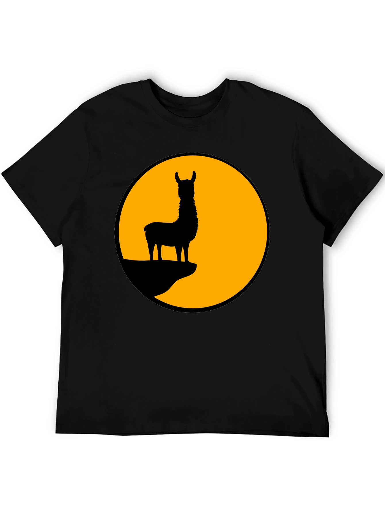 Llama Silhouette Graphic Tee - Black Cotton T-Shirt