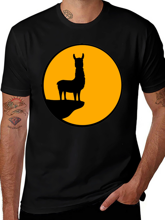 Llama Silhouette Graphic Tee - Black Cotton T-Shirt