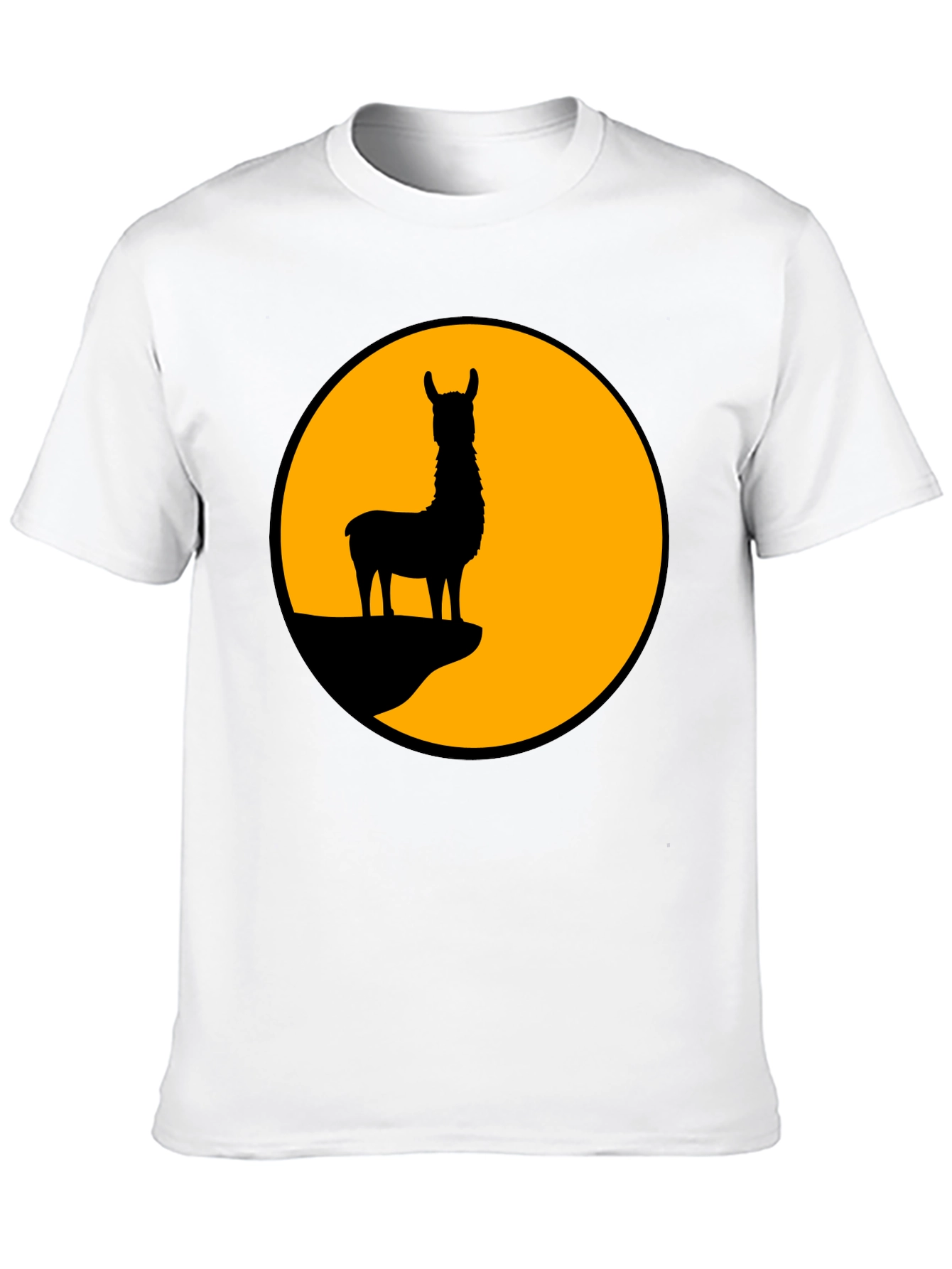 Llama Silhouette Graphic Tee - Black Cotton T-Shirt