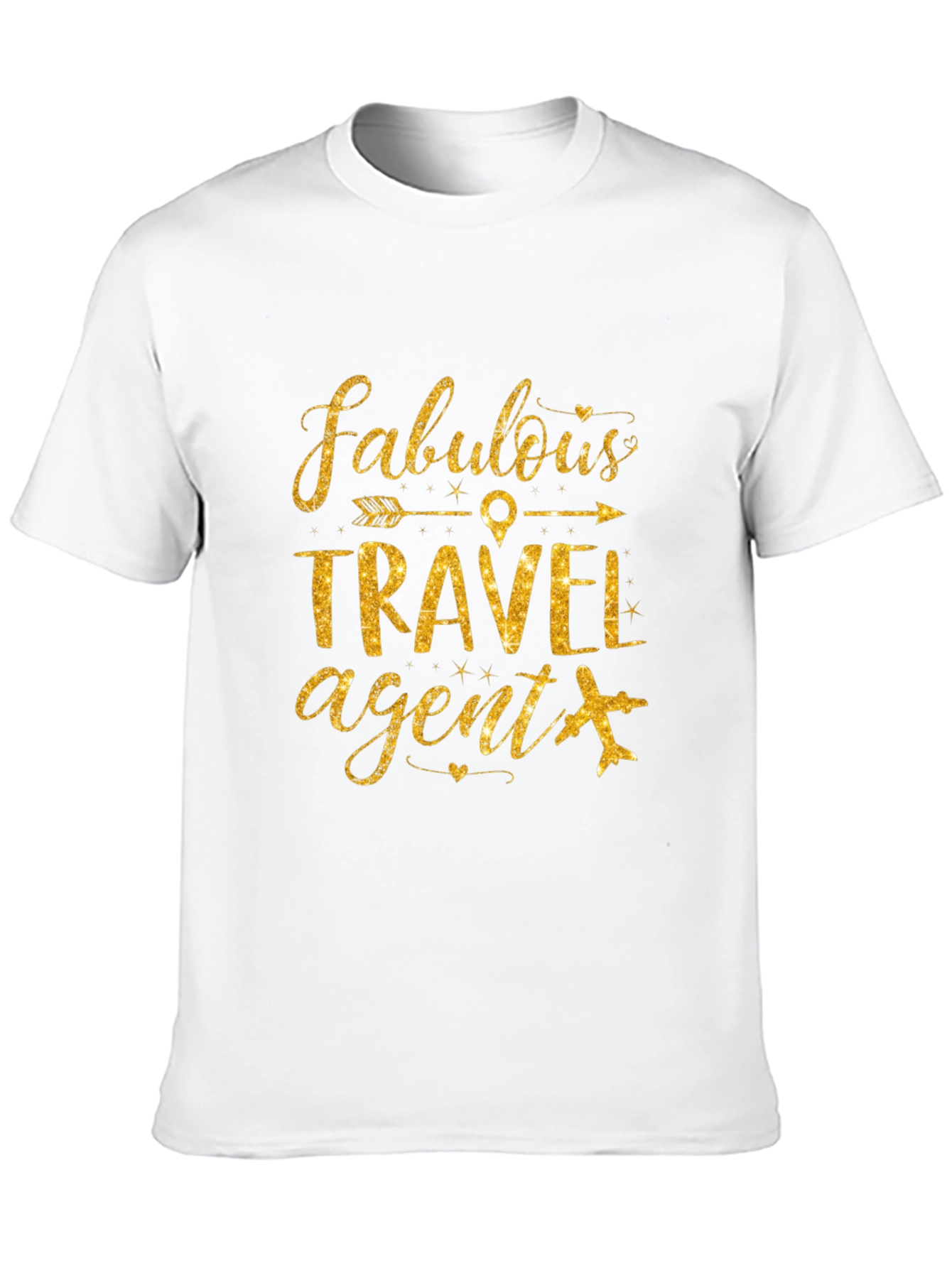 Fabulous Travel Agent T-Shirt - Golden Glitter Design