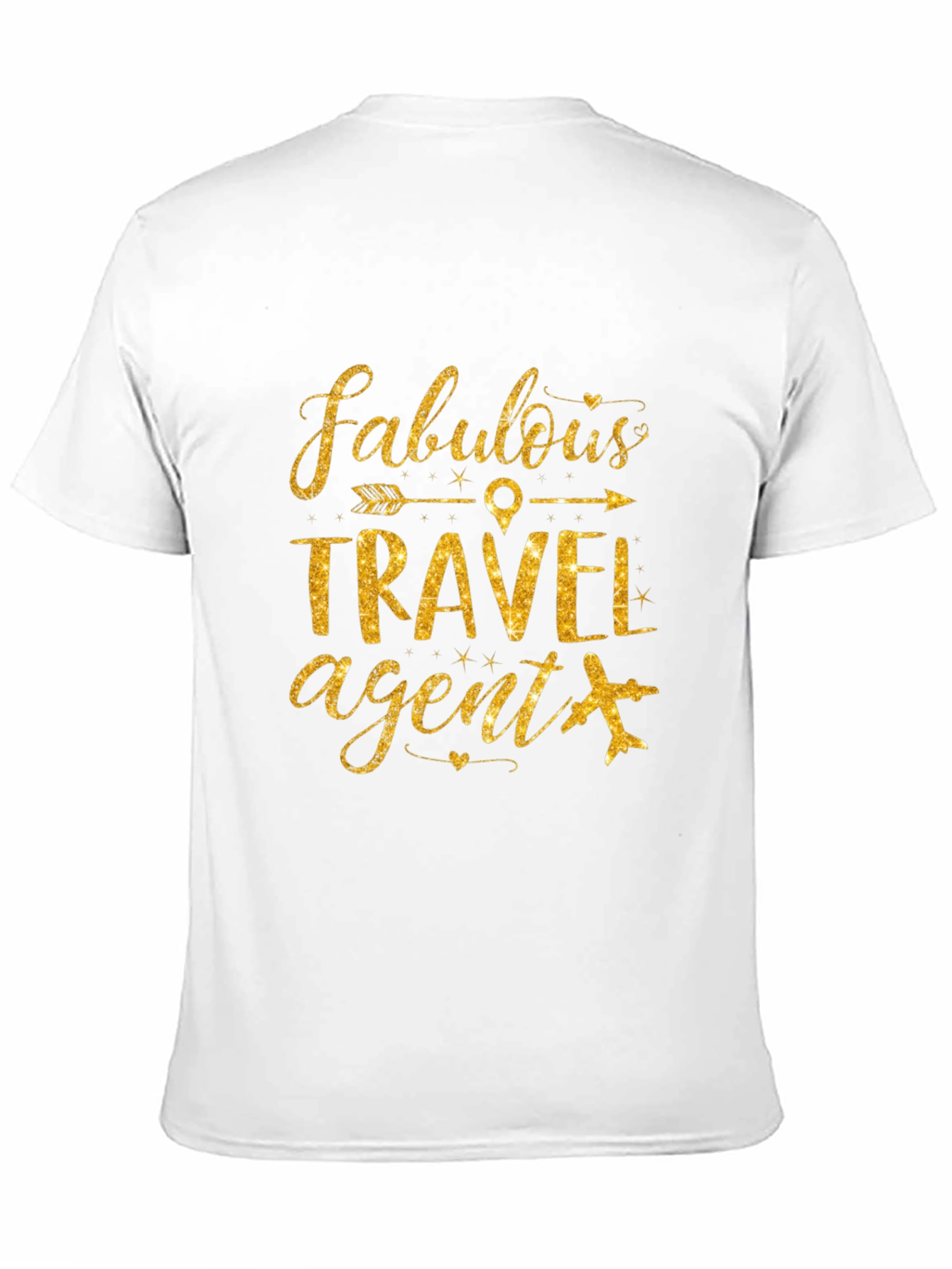 Fabulous Travel Agent T-Shirt - Golden Glitter Design