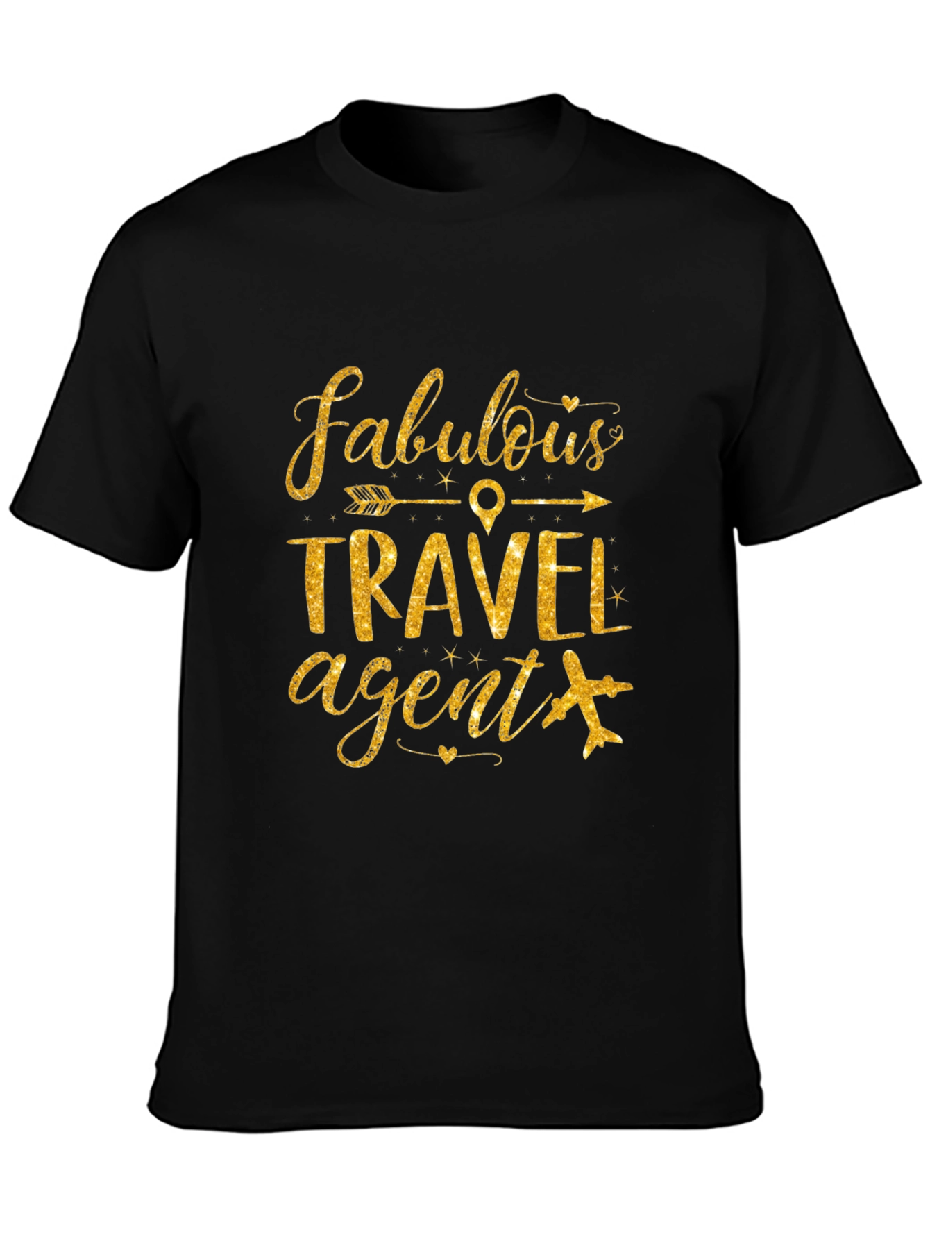 Fabulous Travel Agent T-Shirt - Golden Glitter Design