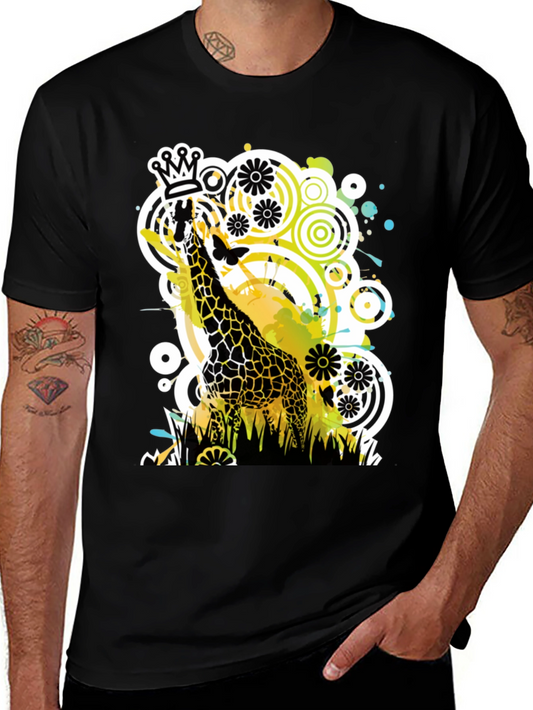 Crowned Giraffe Graphic Tee - Modern Art Shirt