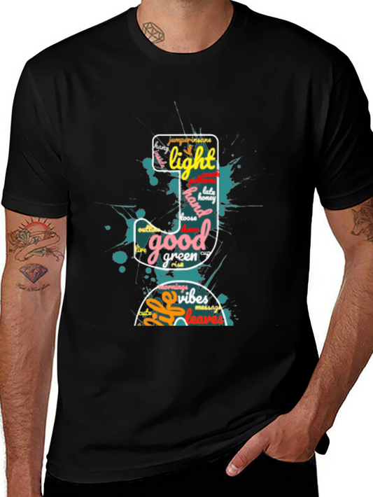 Word Art J Graphic Tee - Unisex Black T-Shirt