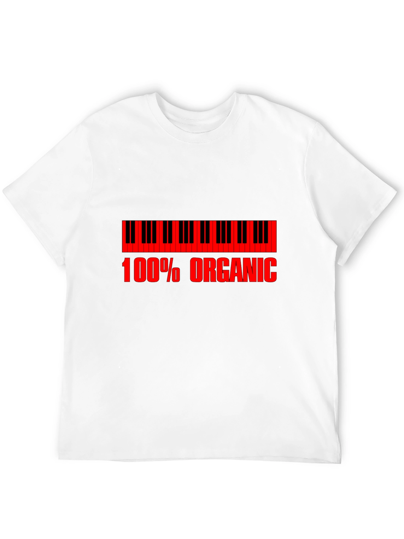 Organic Piano T-Shirt - Red Print on Black