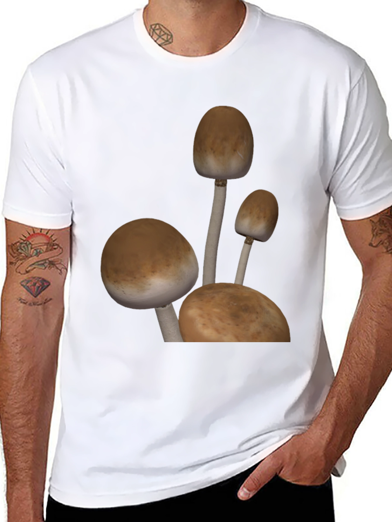 Mushroom Graphic Tee - Black Cotton Blend