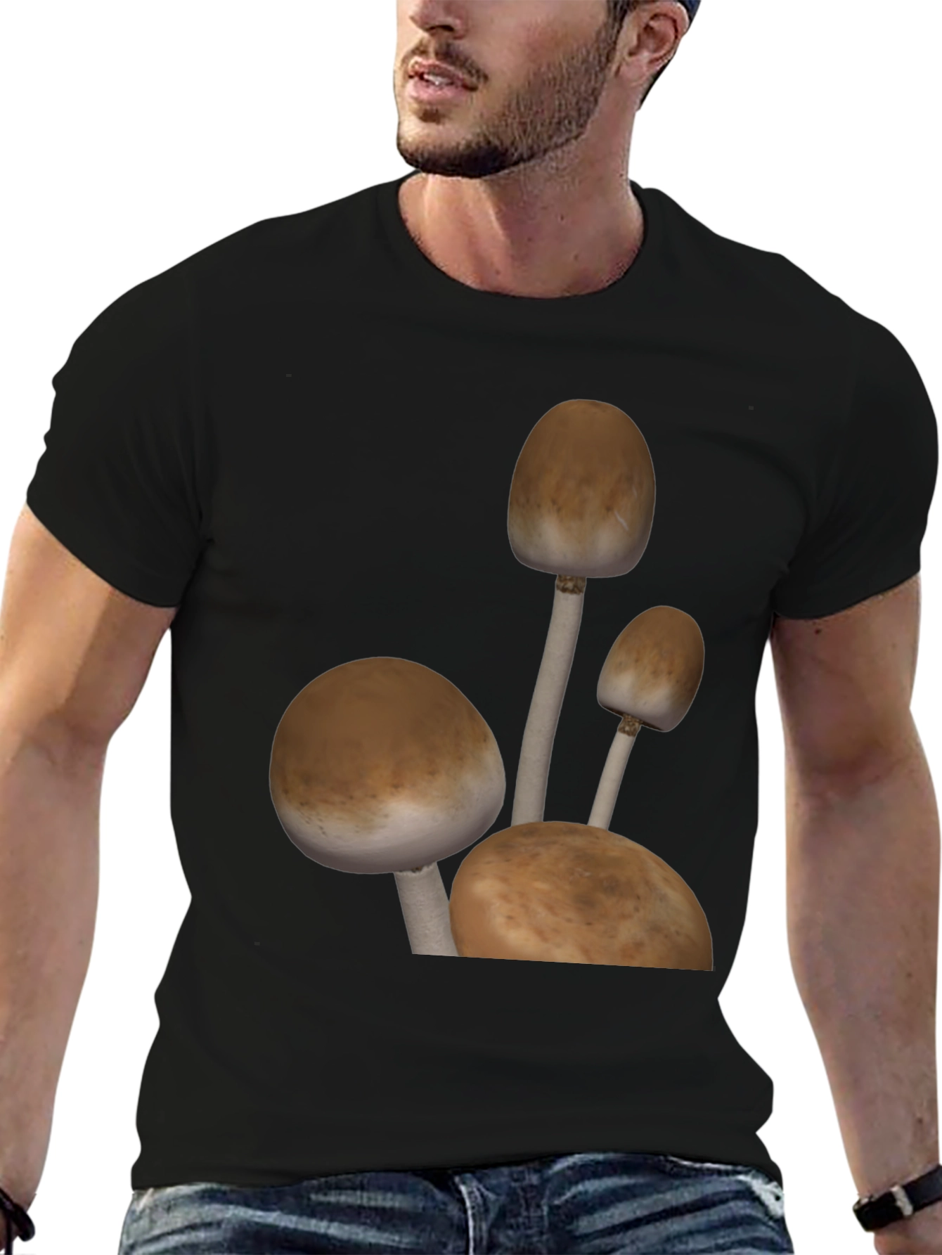Mushroom Graphic Tee - Black Cotton Blend