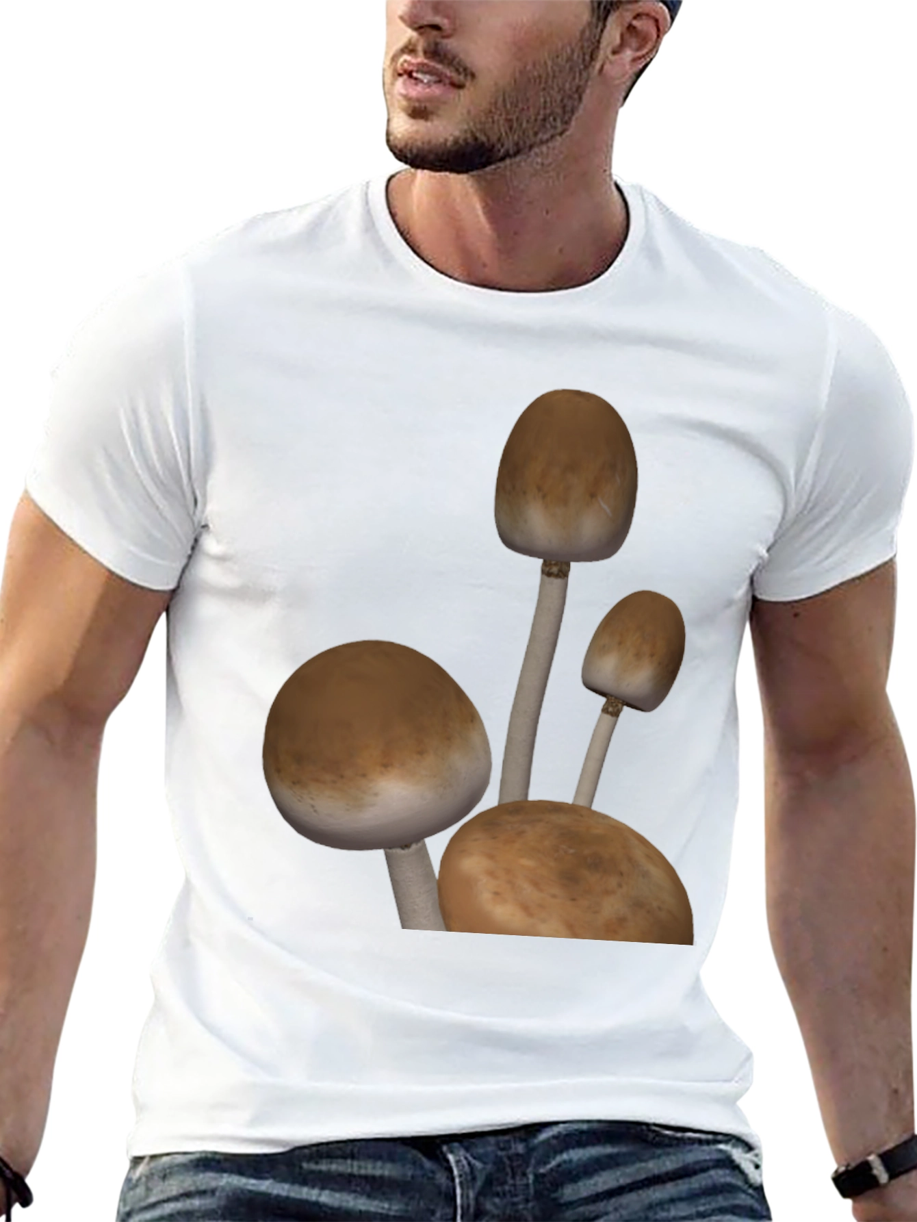 Mushroom Graphic Tee - Black Cotton Blend