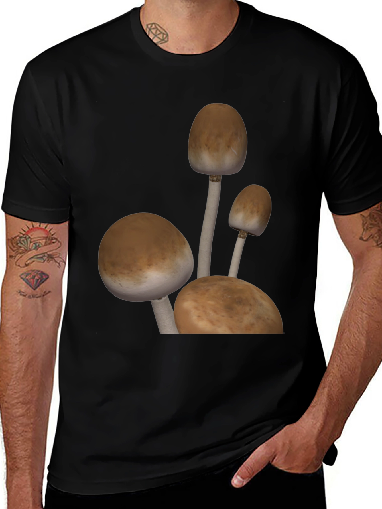 Mushroom Graphic Tee - Black Cotton Blend