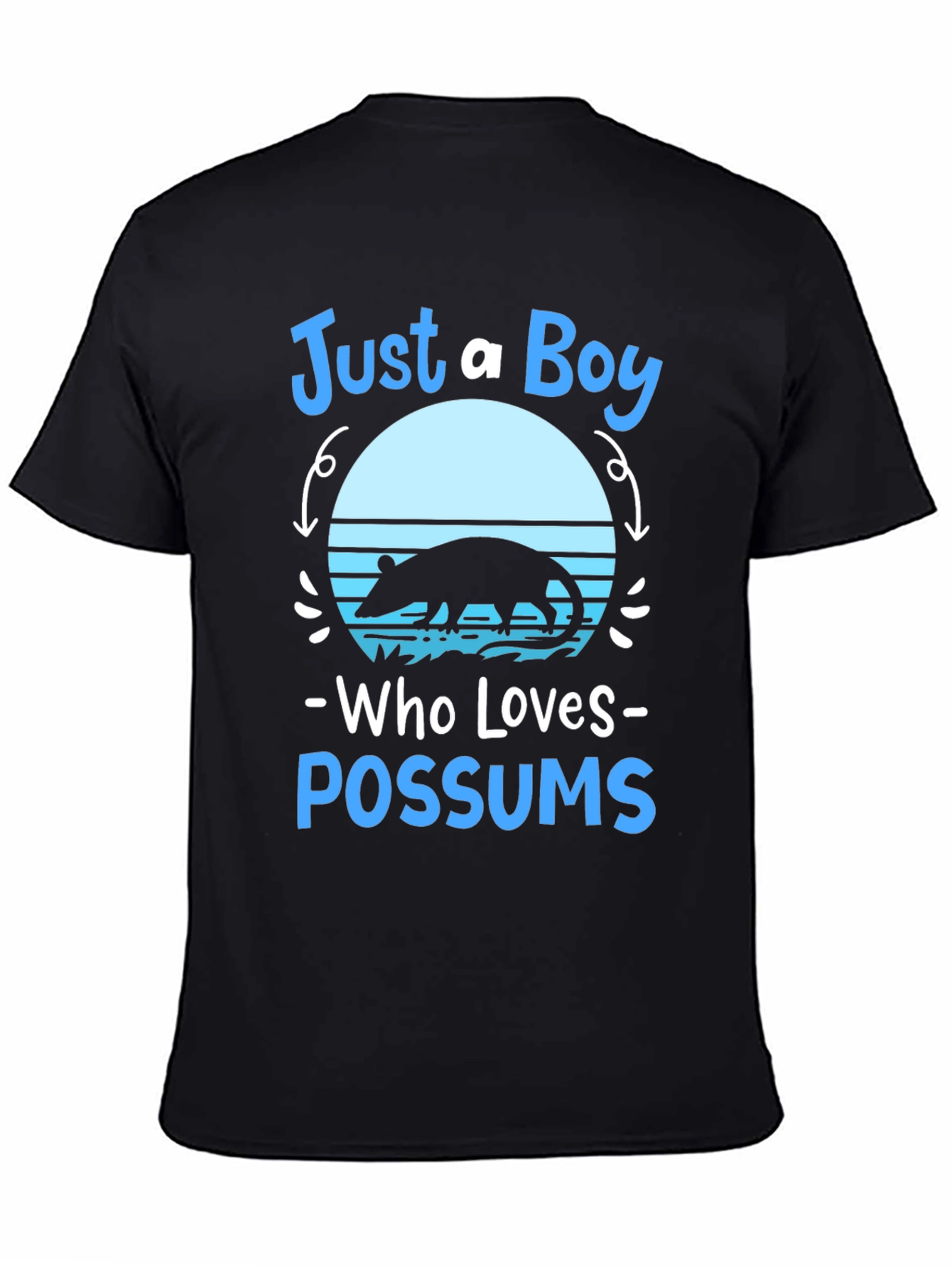 Just A Boy Who Loves Possums Black Graphic Tee