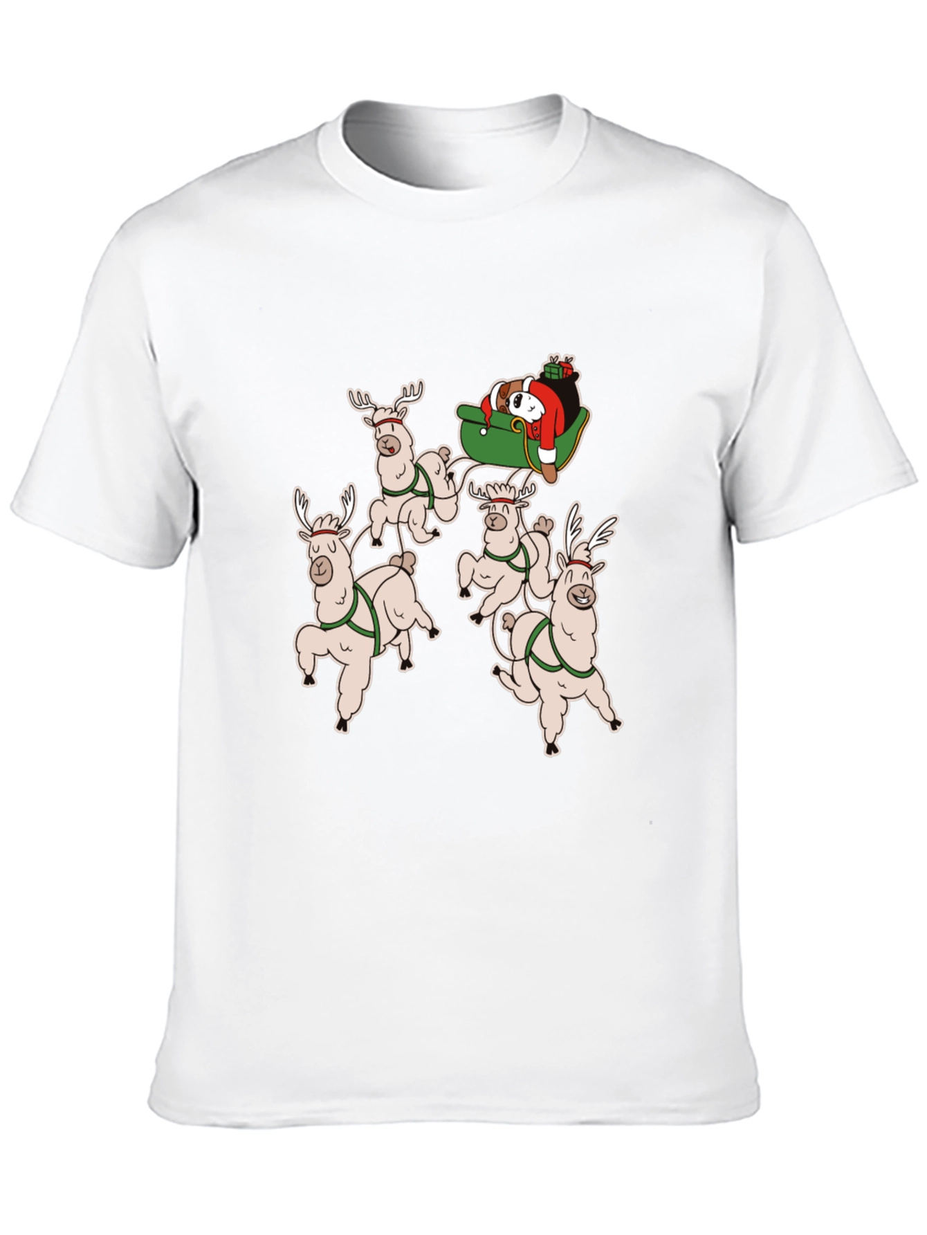 Llama Christmas T-Shirt - Santas Sleigh