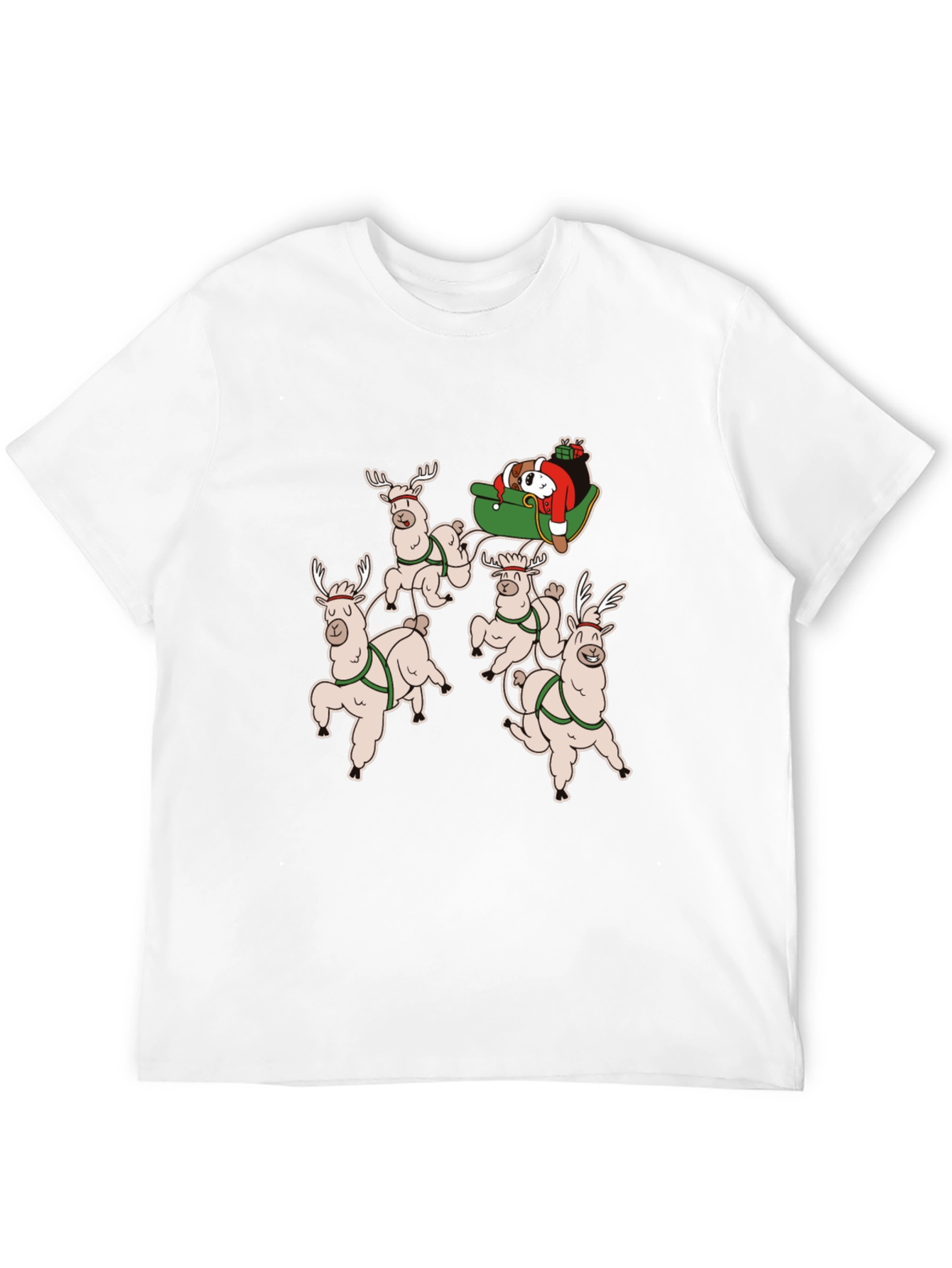 Llama Christmas T-Shirt - Santas Sleigh