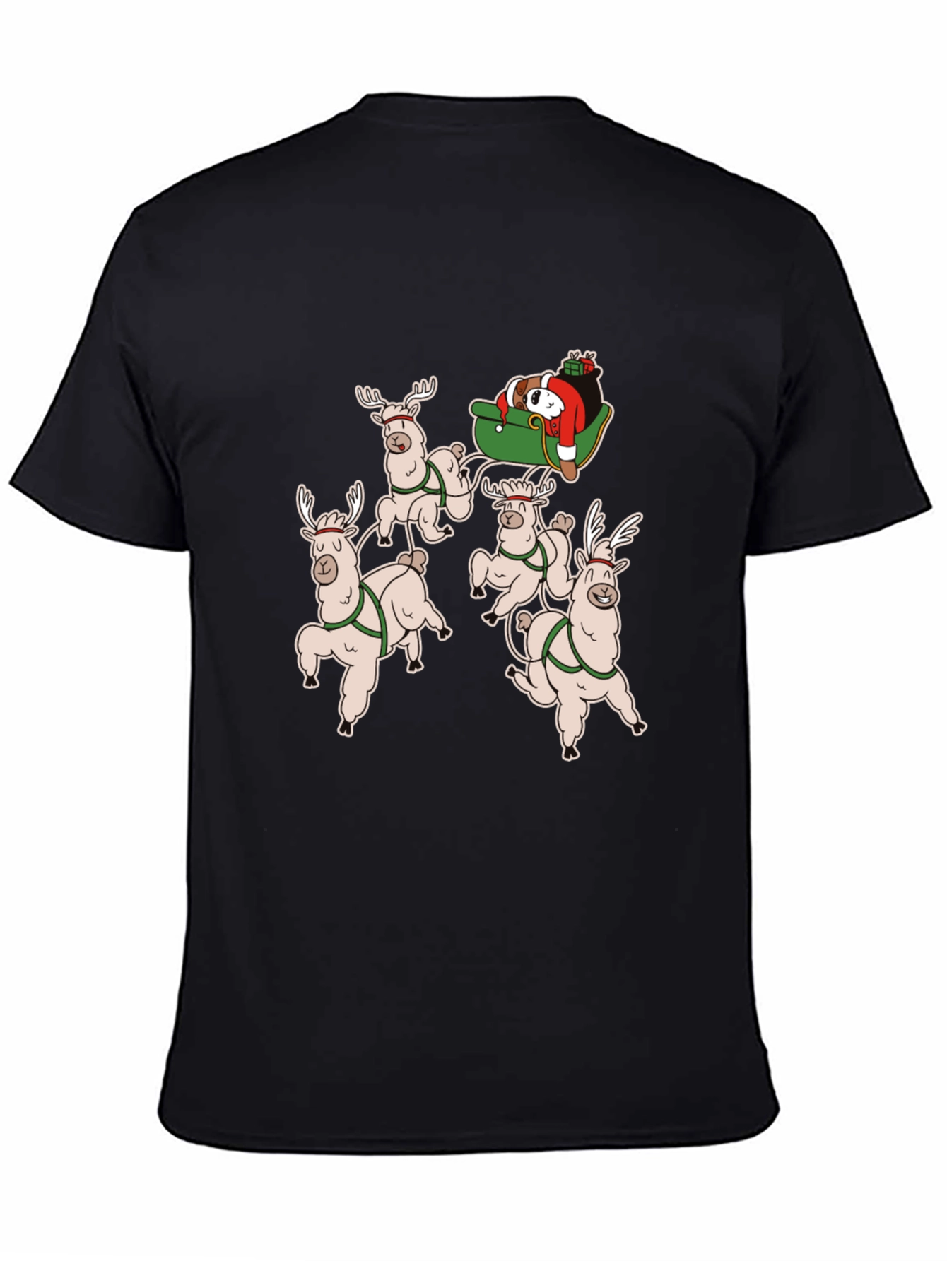 Llama Christmas T-Shirt - Santas Sleigh