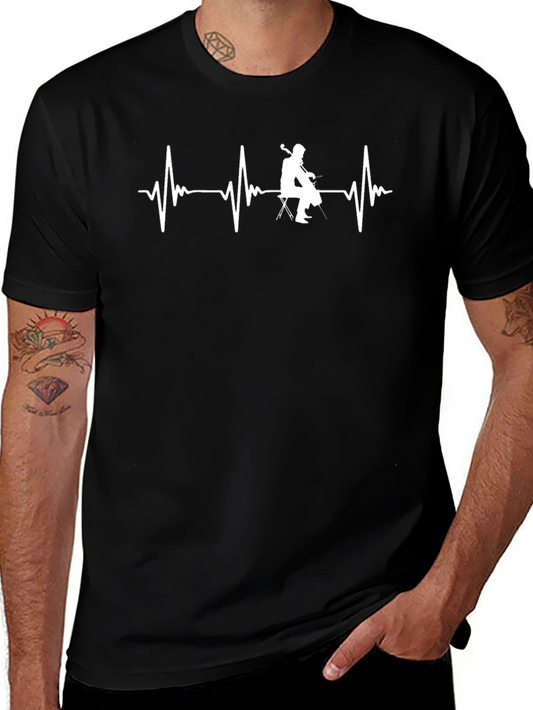 Cello Heartbeat Graphic T-Shirt - Musician Tee