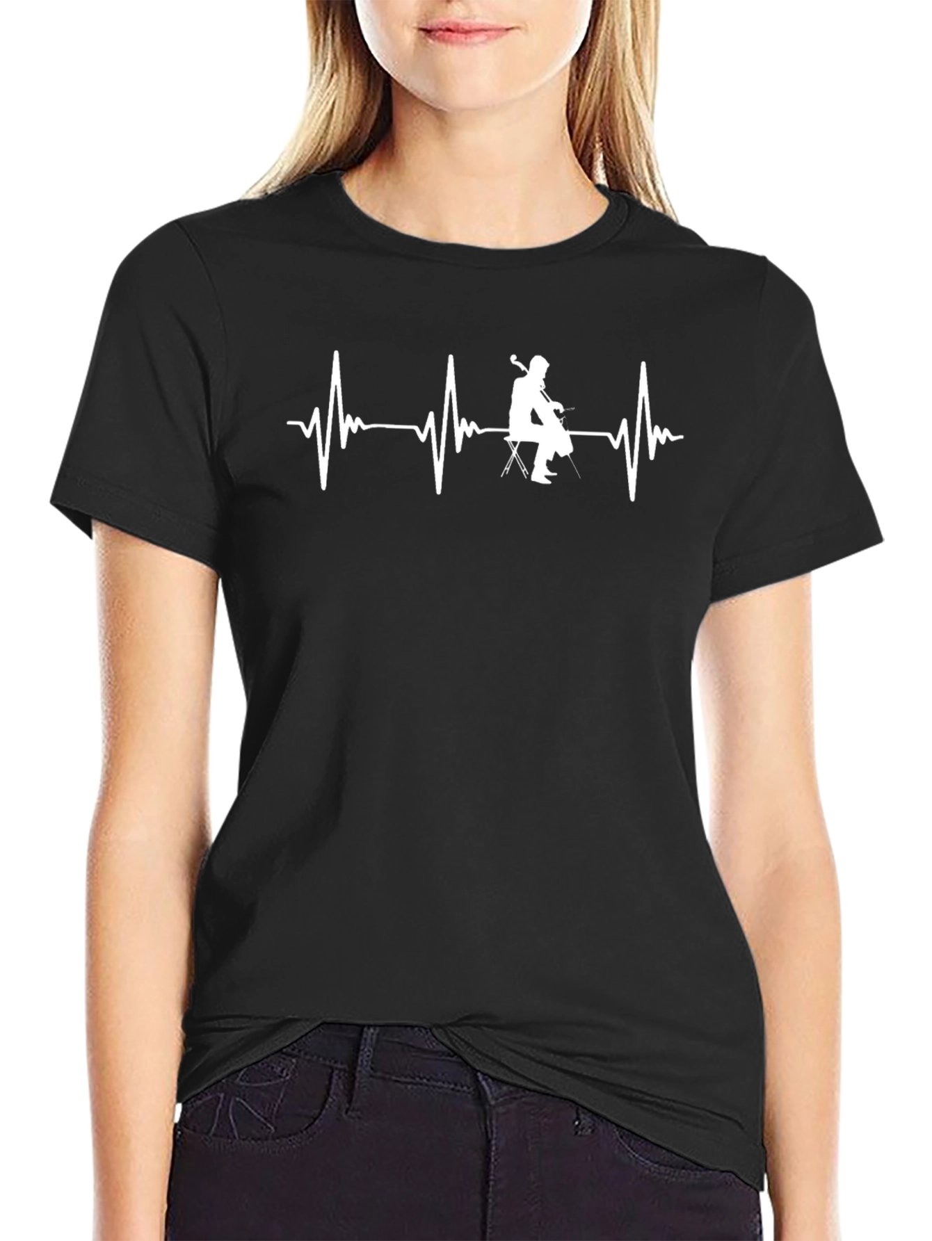 Cello Heartbeat Graphic T-Shirt - Musician Tee
