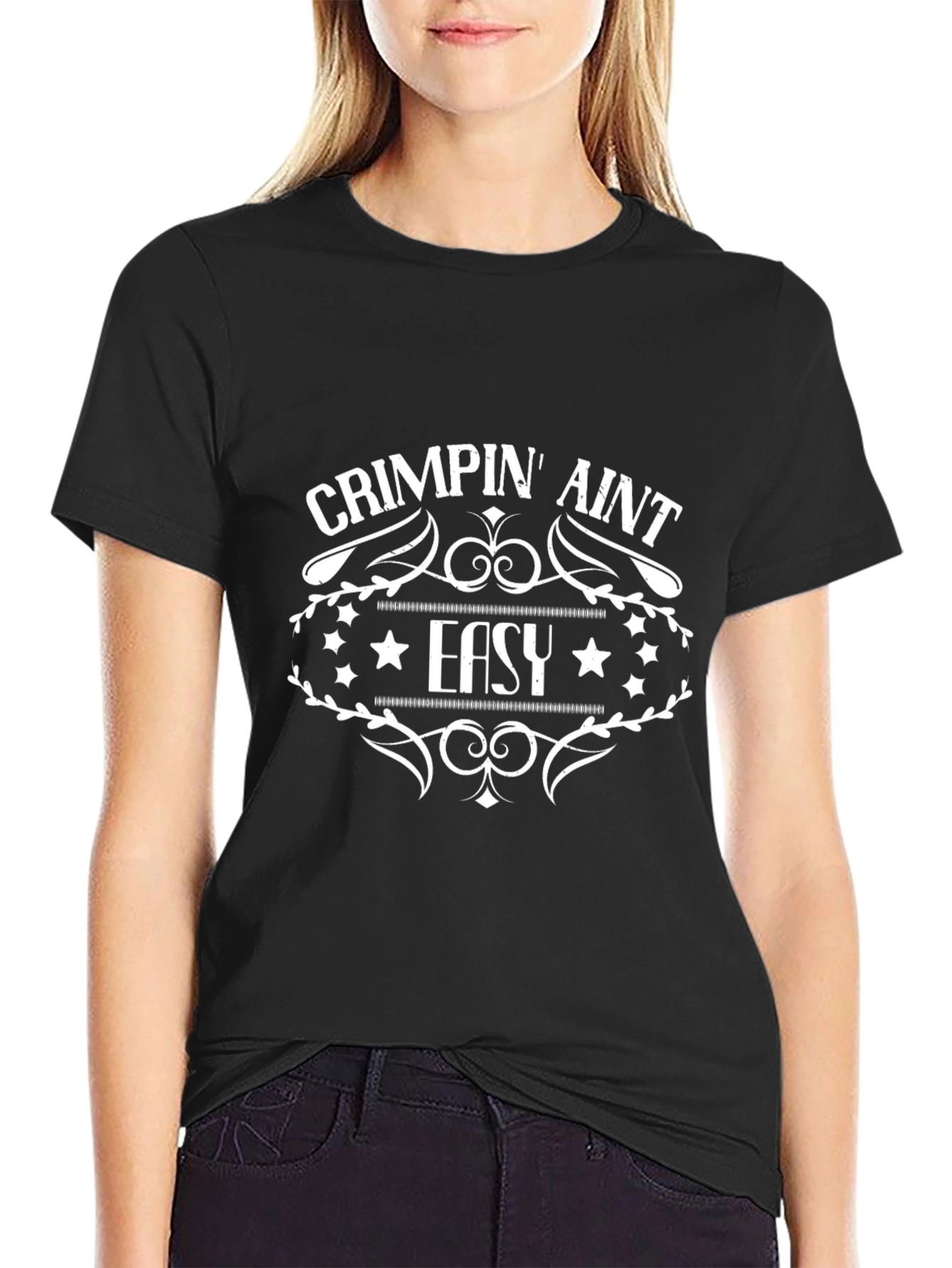 Crimpin Aint Easy Black Graphic Tee