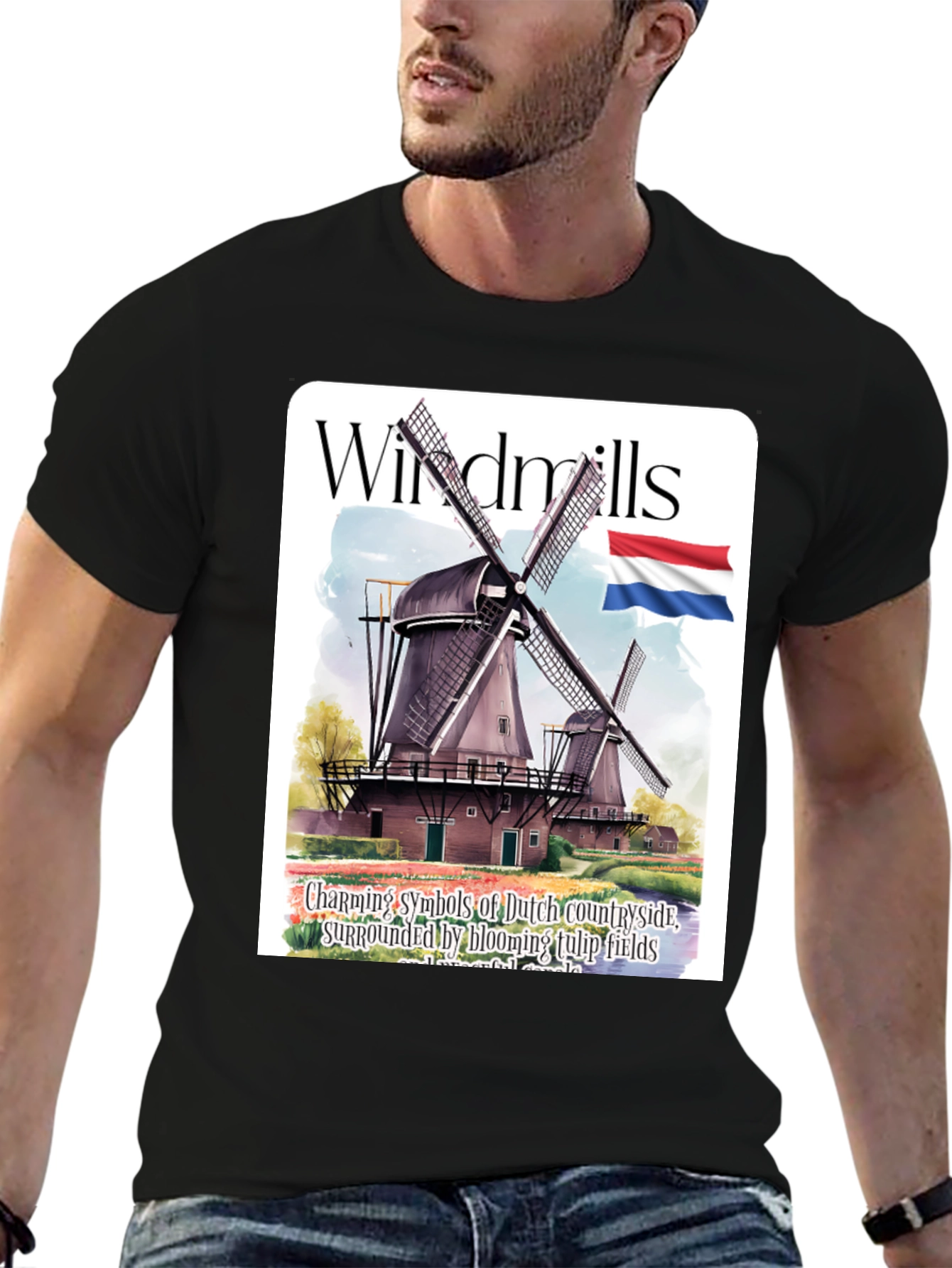 Dutch Windmill T-Shirt - Charming Countryside Tee