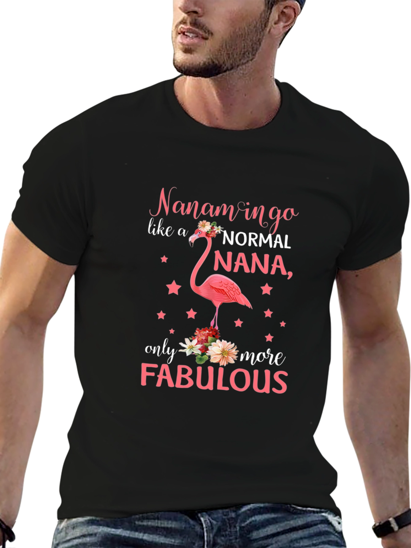 Fabulous Nana Flamingo Graphic T-Shirt