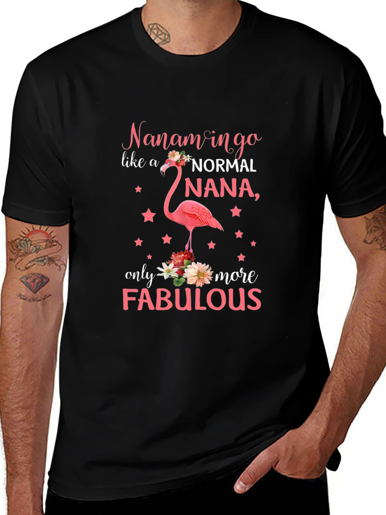 Fabulous Nana Flamingo Graphic T-Shirt