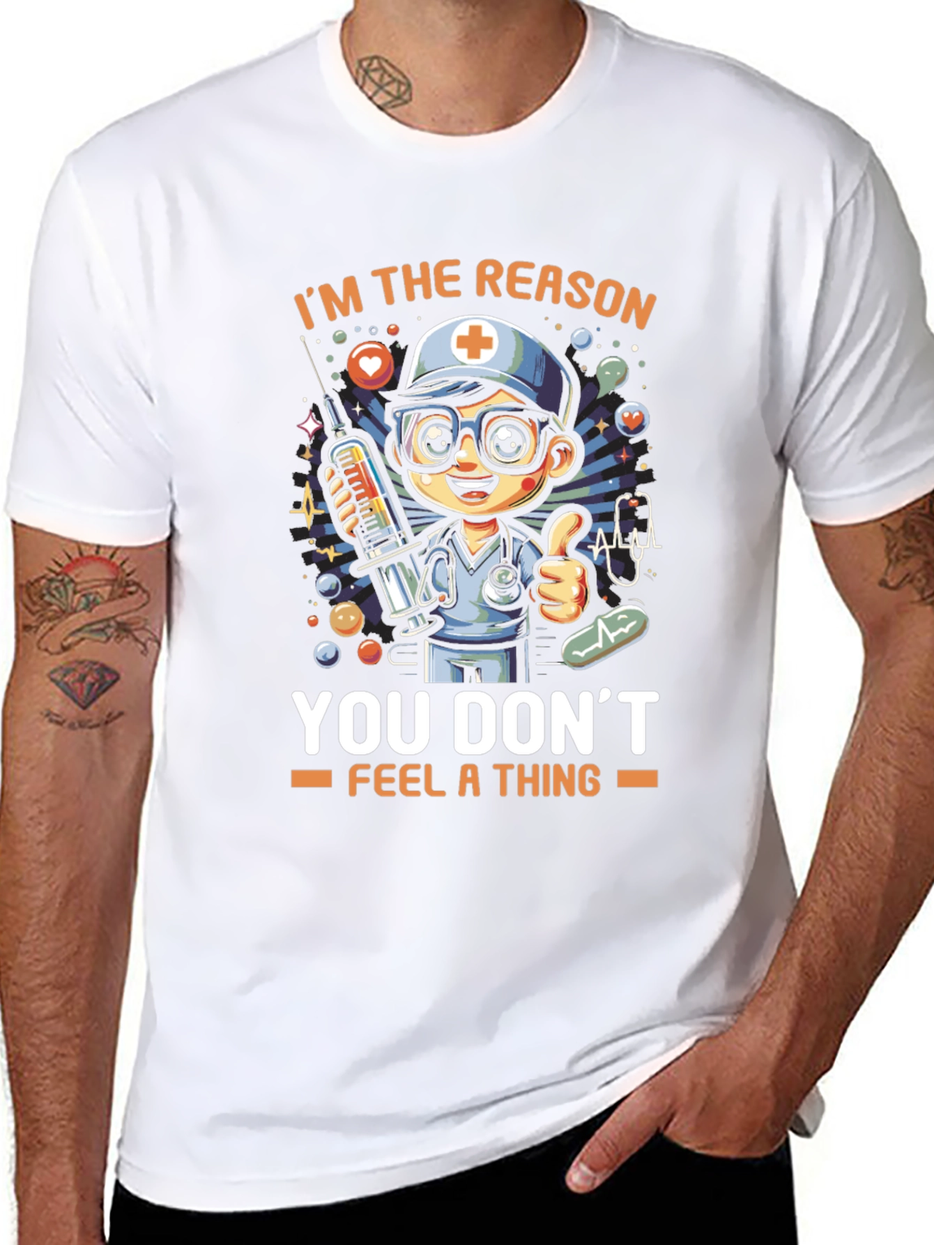 Nurse Cartoon T-Shirt - You Dont Feel a Thing