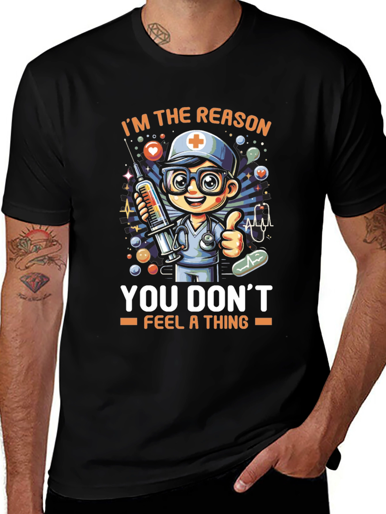 Nurse Cartoon T-Shirt - You Dont Feel a Thing