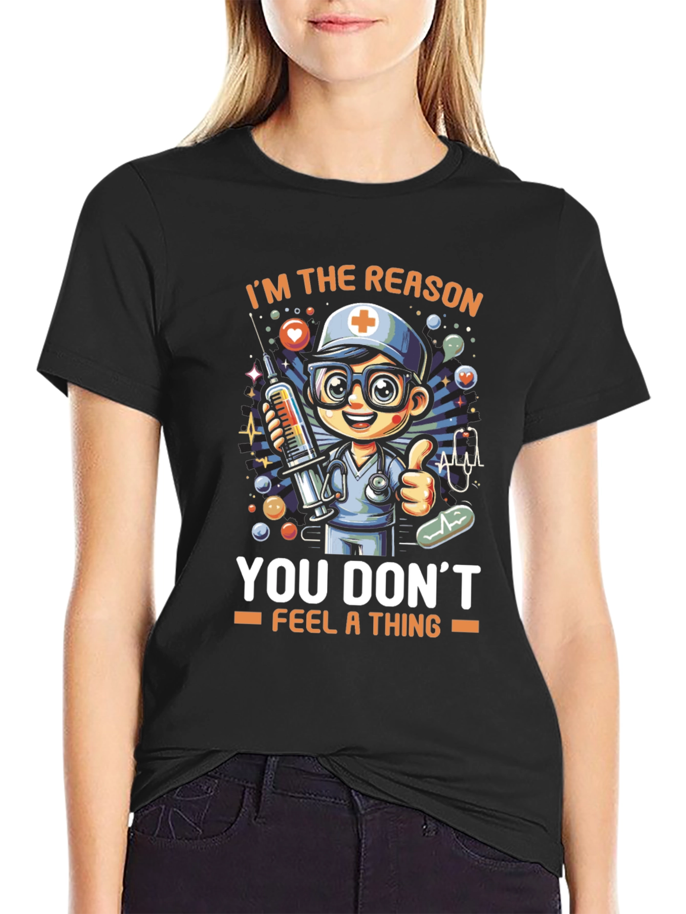 Nurse Cartoon T-Shirt - You Dont Feel a Thing