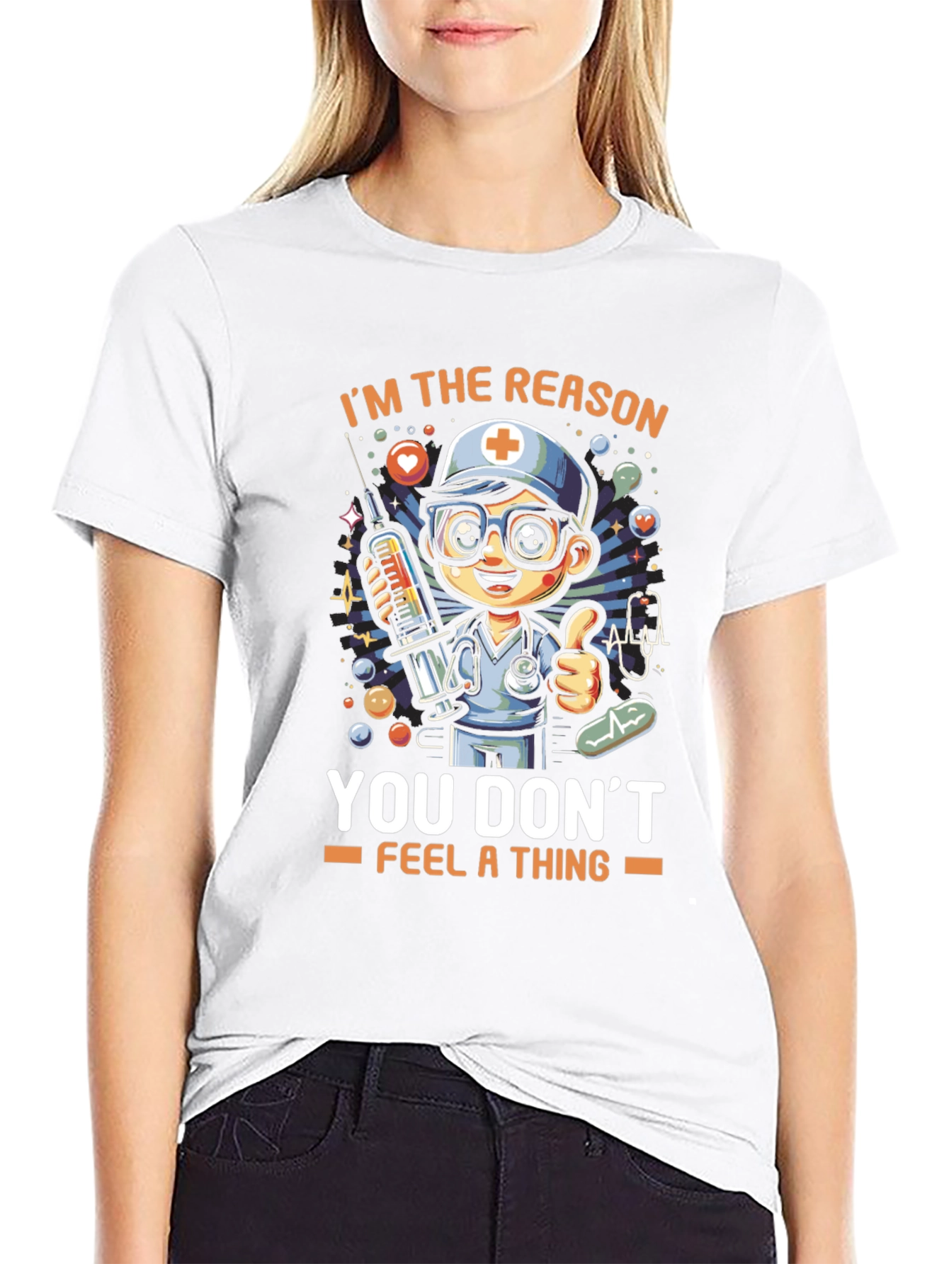 Nurse Cartoon T-Shirt - You Dont Feel a Thing