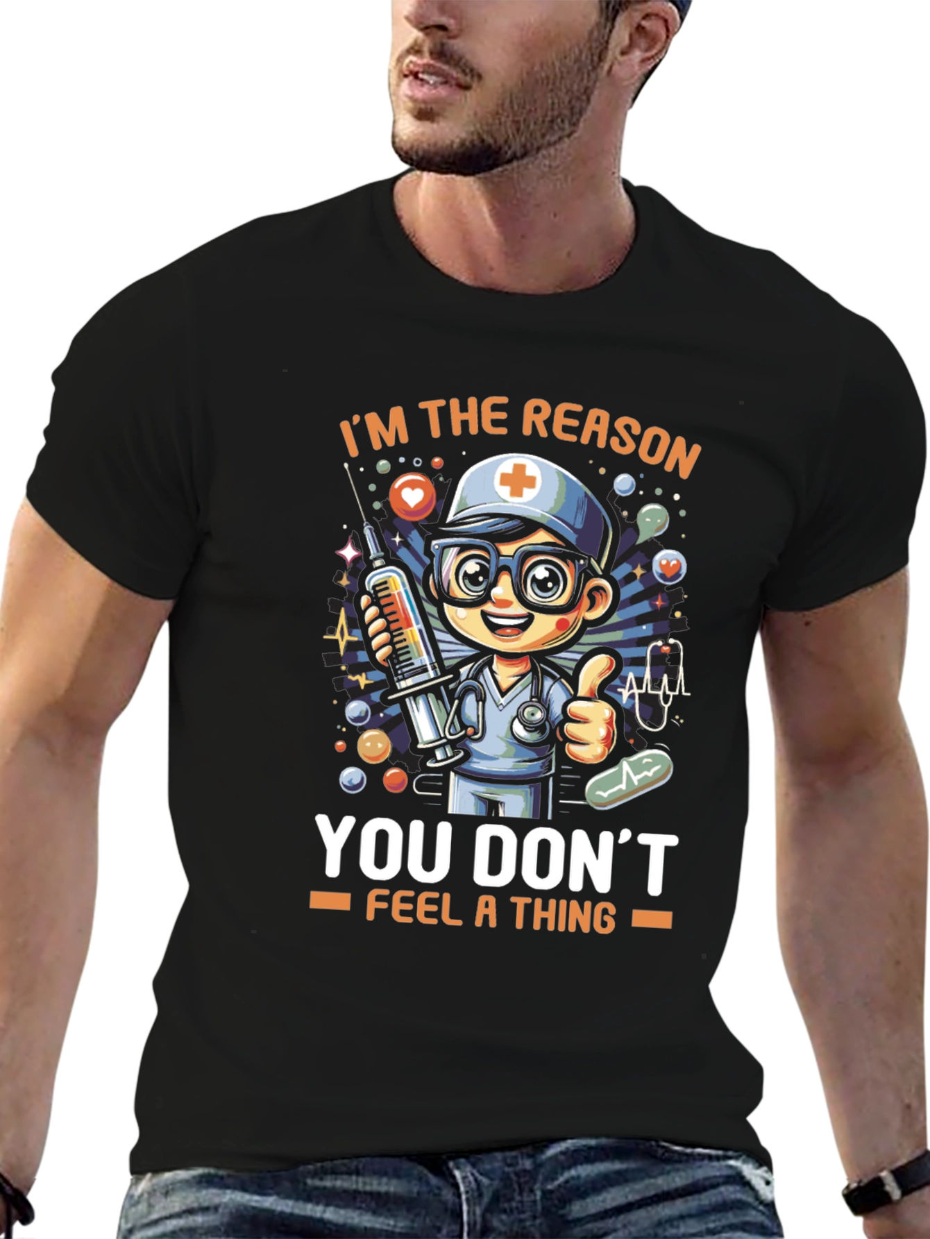 Nurse Cartoon T-Shirt - You Dont Feel a Thing