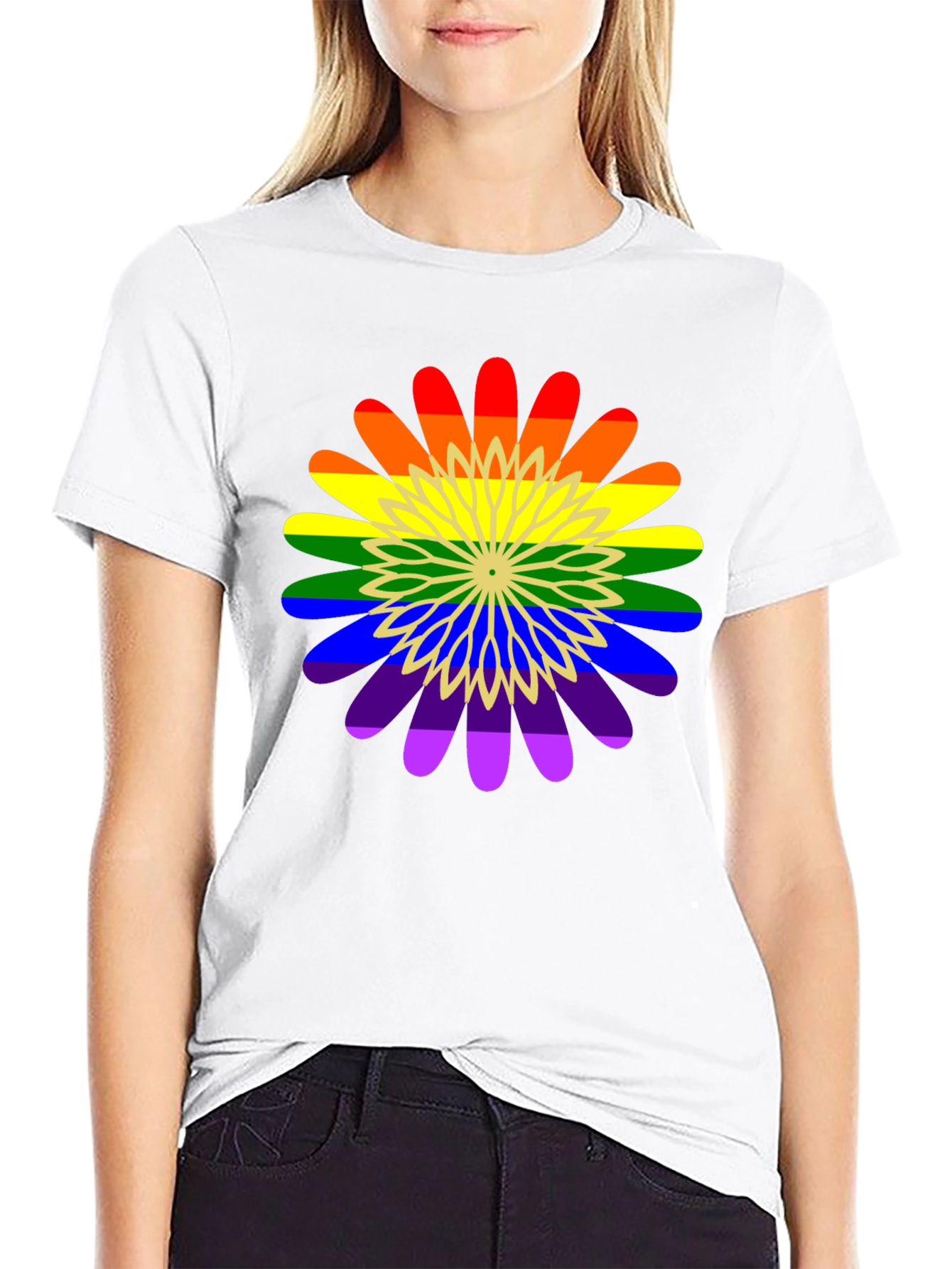 Rainbow Flower Graphic Tee - Pride Apparel