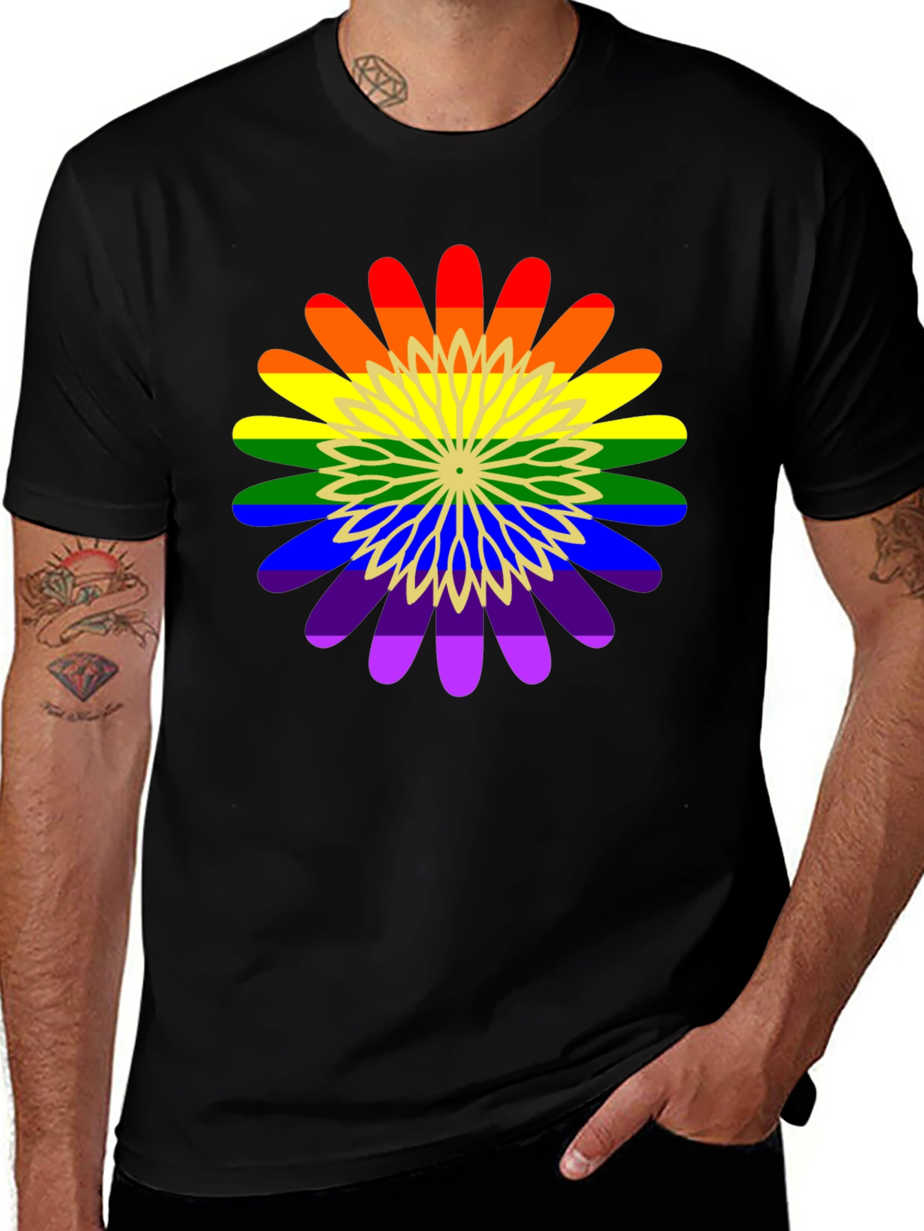 Rainbow Flower Graphic Tee - Pride Apparel