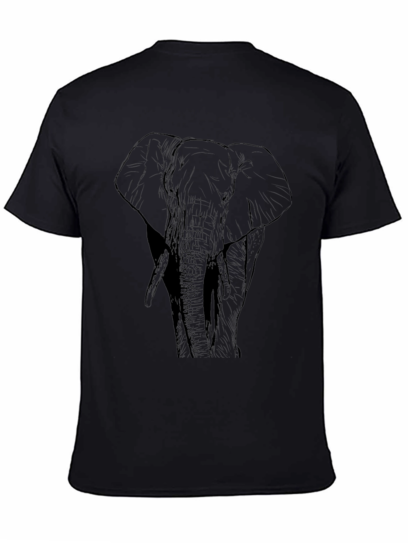 Elephant Graphic Print Black T-Shirt