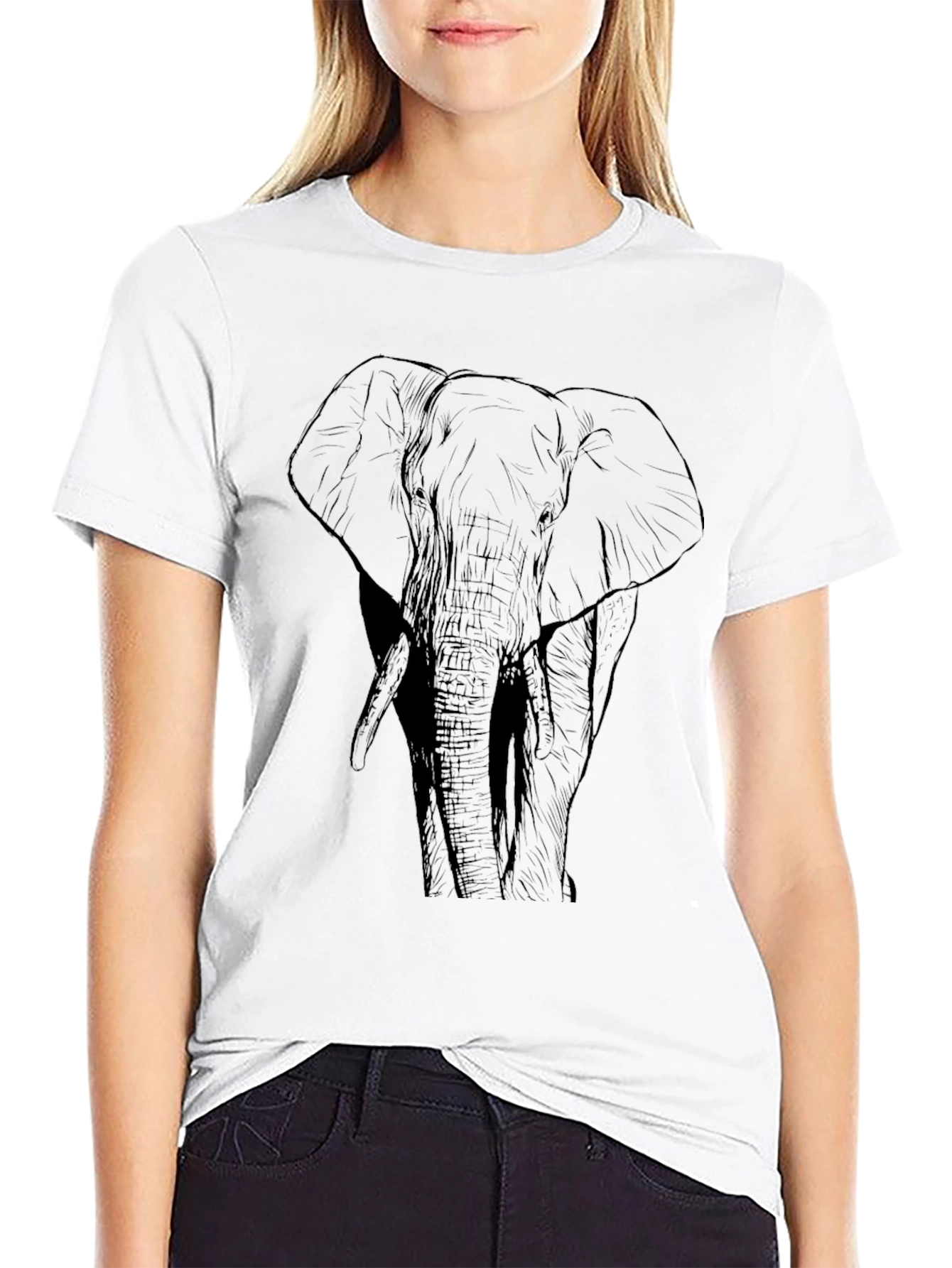 Elephant Graphic Print Black T-Shirt