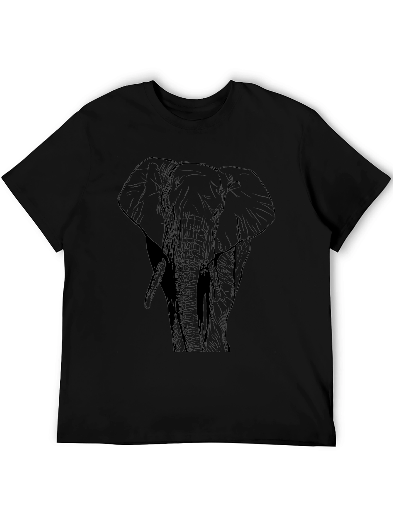 Elephant Graphic Print Black T-Shirt